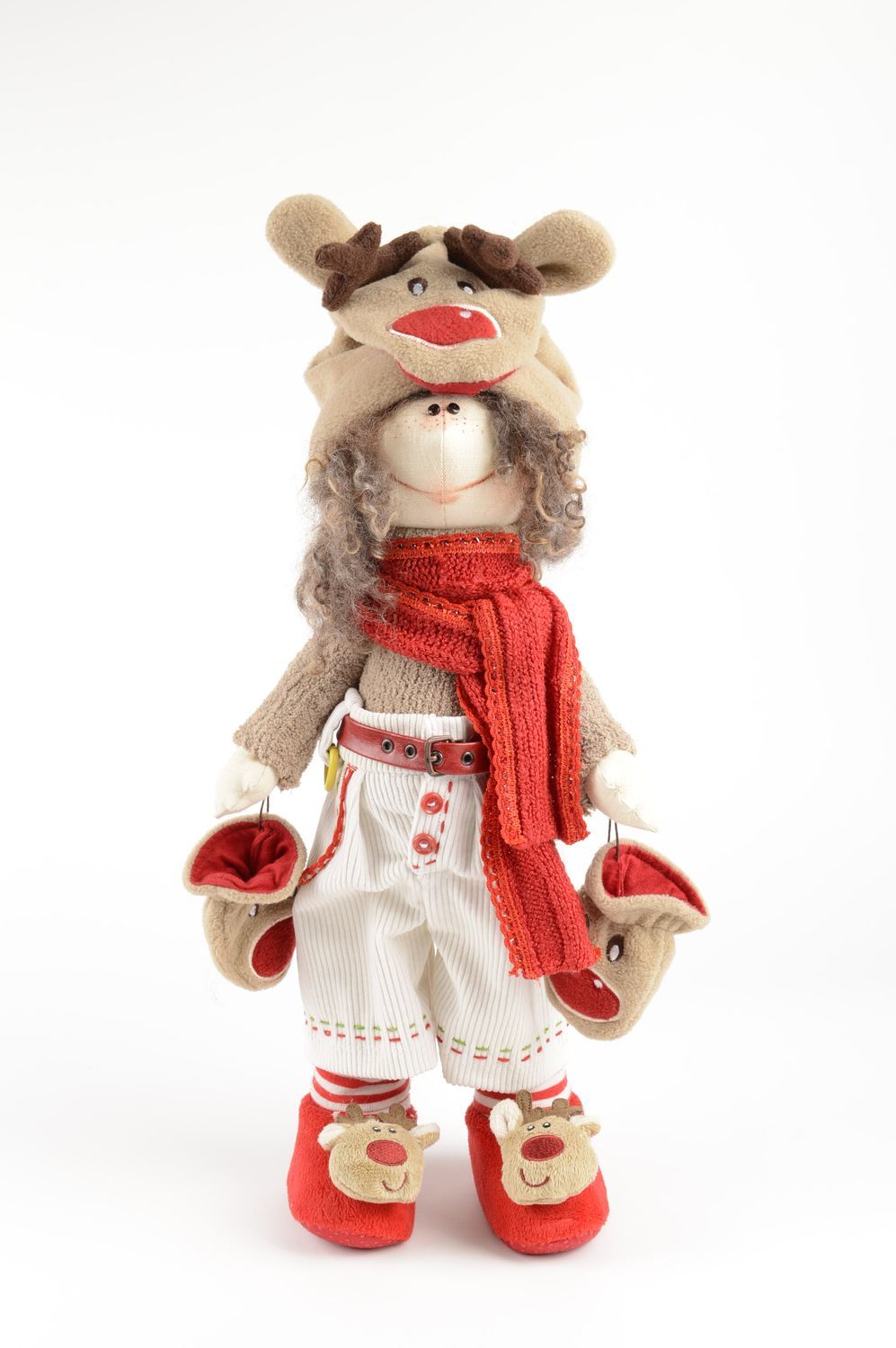 Grande poupée Peluche lapin faites main en tissu Cadeau original 2 pièces photo 1