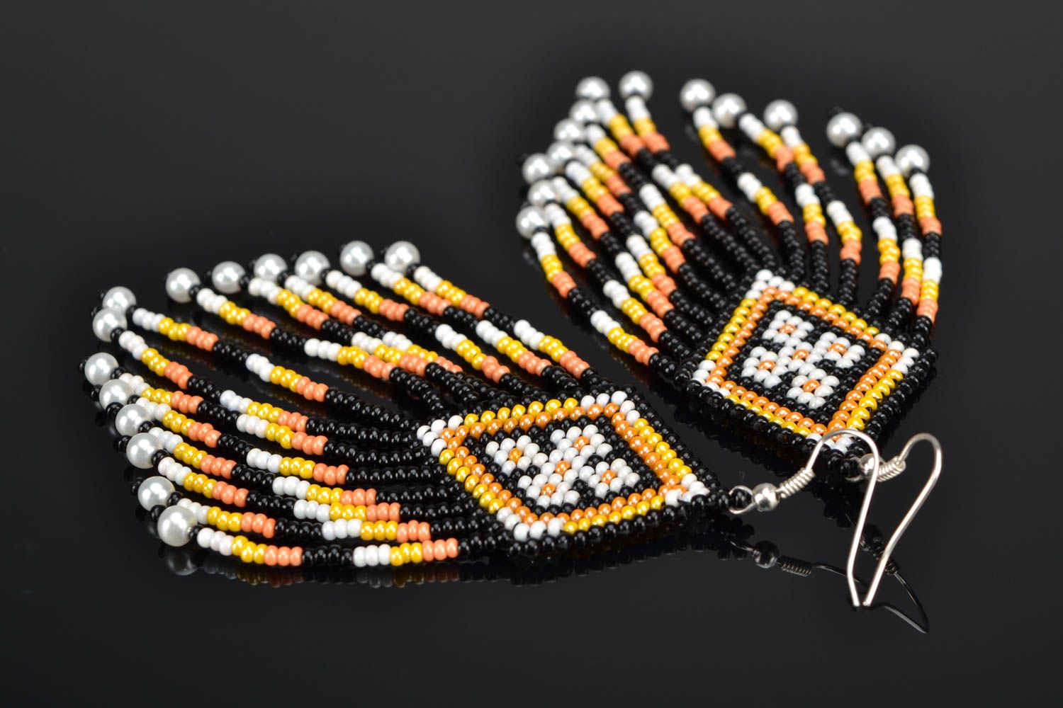 Massive Czech bead earrings in ethnic style photo 1