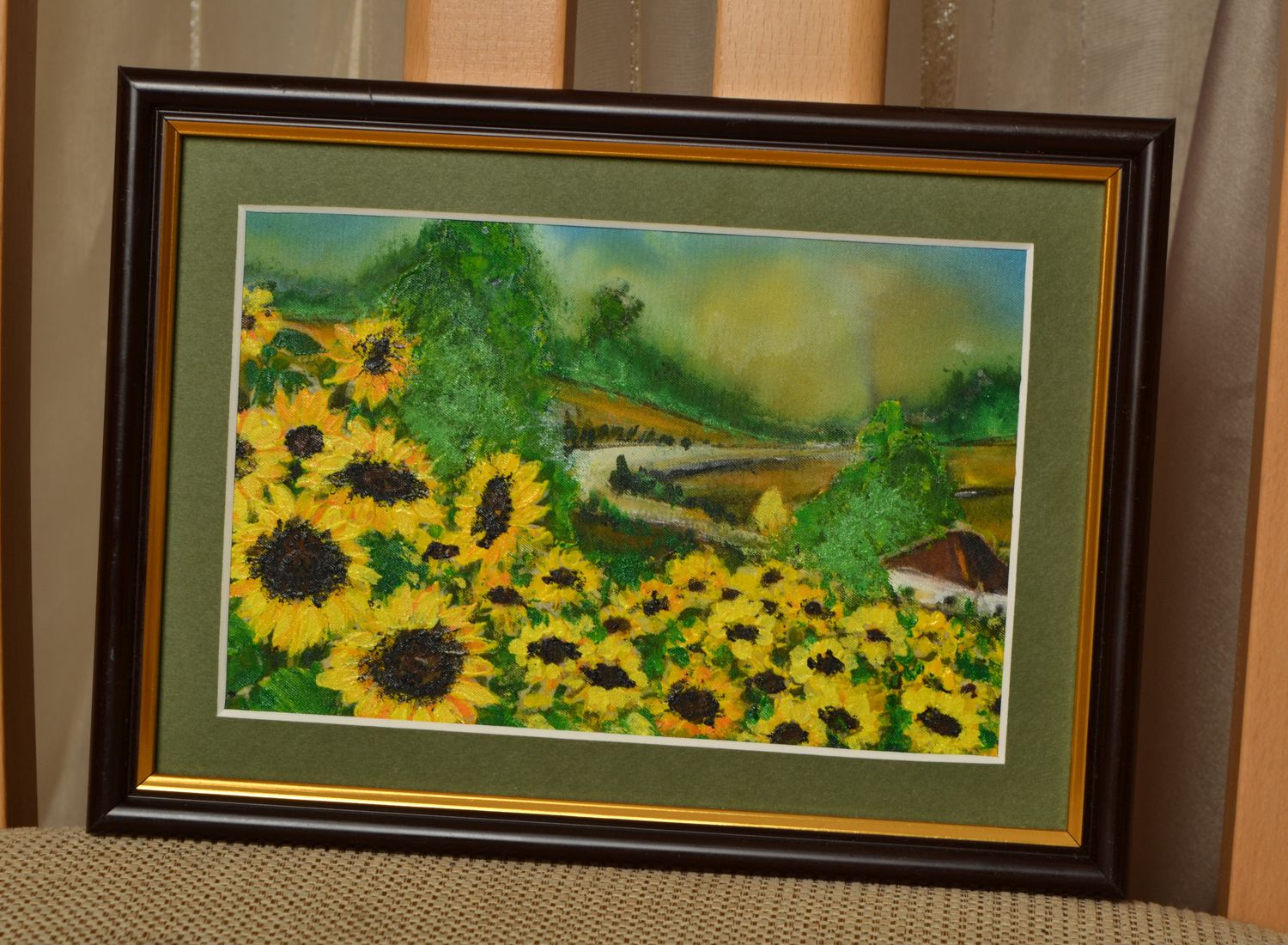 Acrylic painting on chiffon cloth Sunflowers Field photo 1