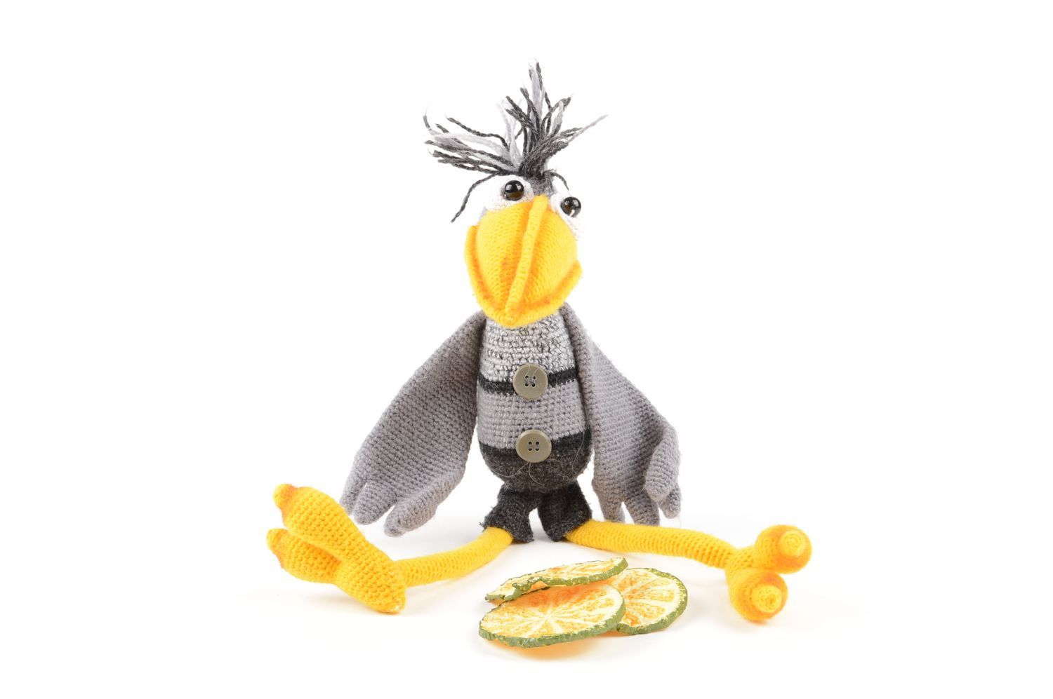 Peluche tricotée Jouet fait main corbeau laine design Cadeau pour enfant photo 1