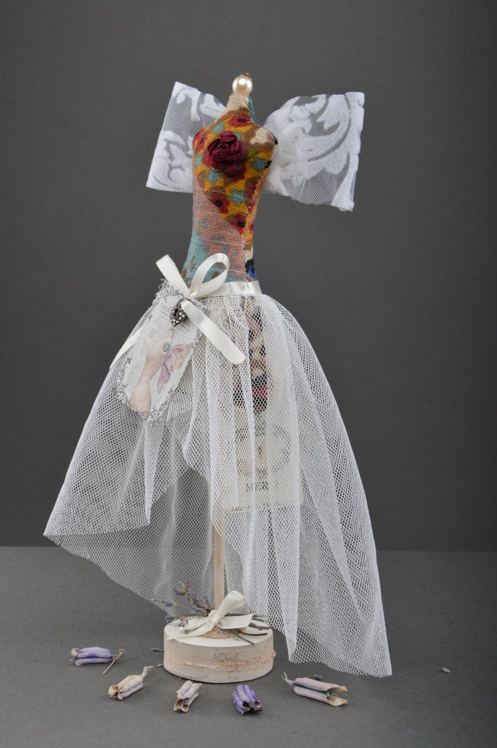 Handmade beautiful mannequin lady in white dress jewelry holder Bride  photo 2