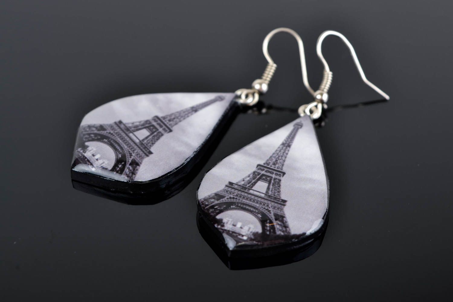 Handmade Schmuck Ohrringe Eiffelturm Accessoire für Frauen Polymer Schmuck foto 1