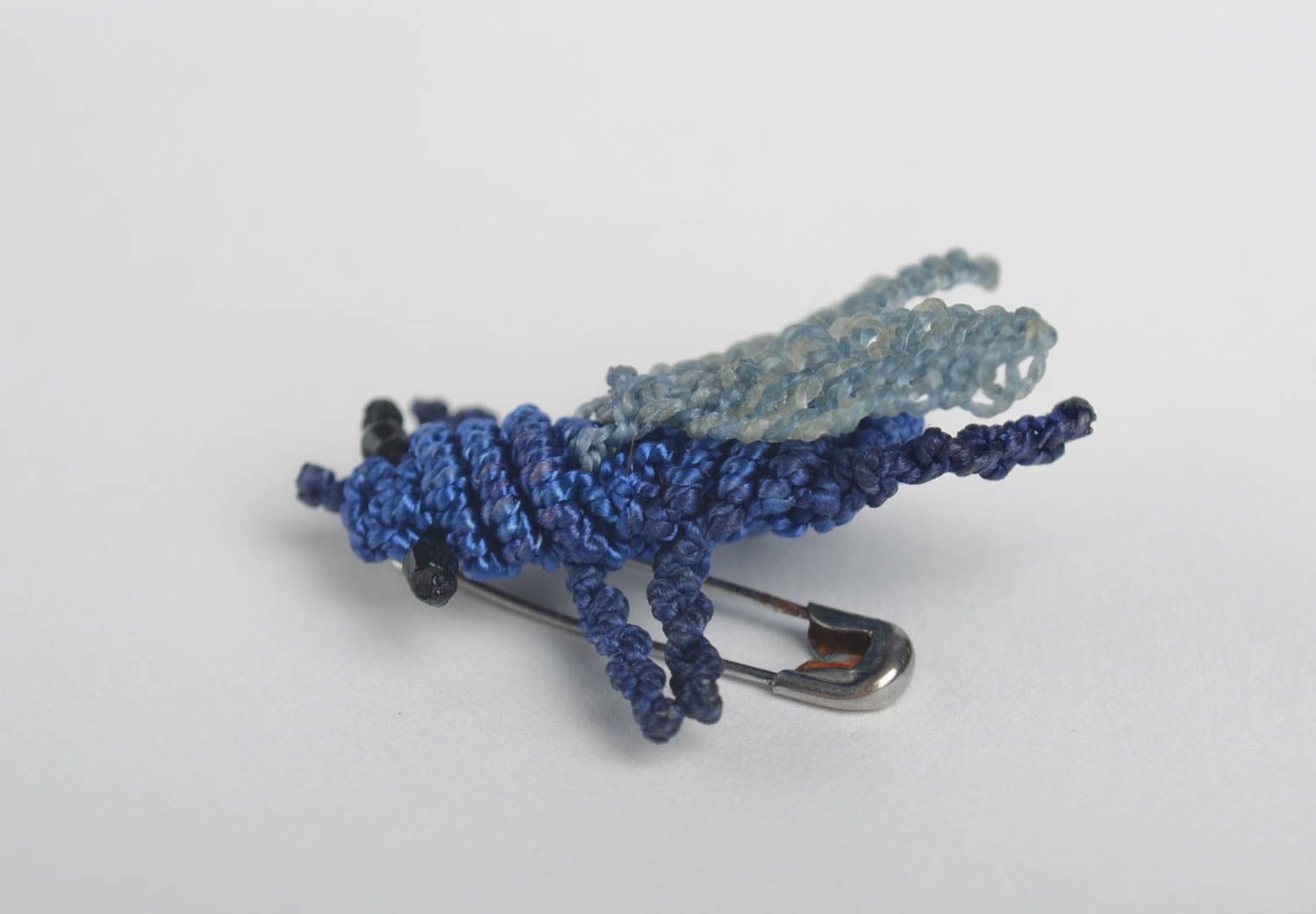 Broche mouche bleue Broche faite main tressée macramé Accessoire femme photo 4