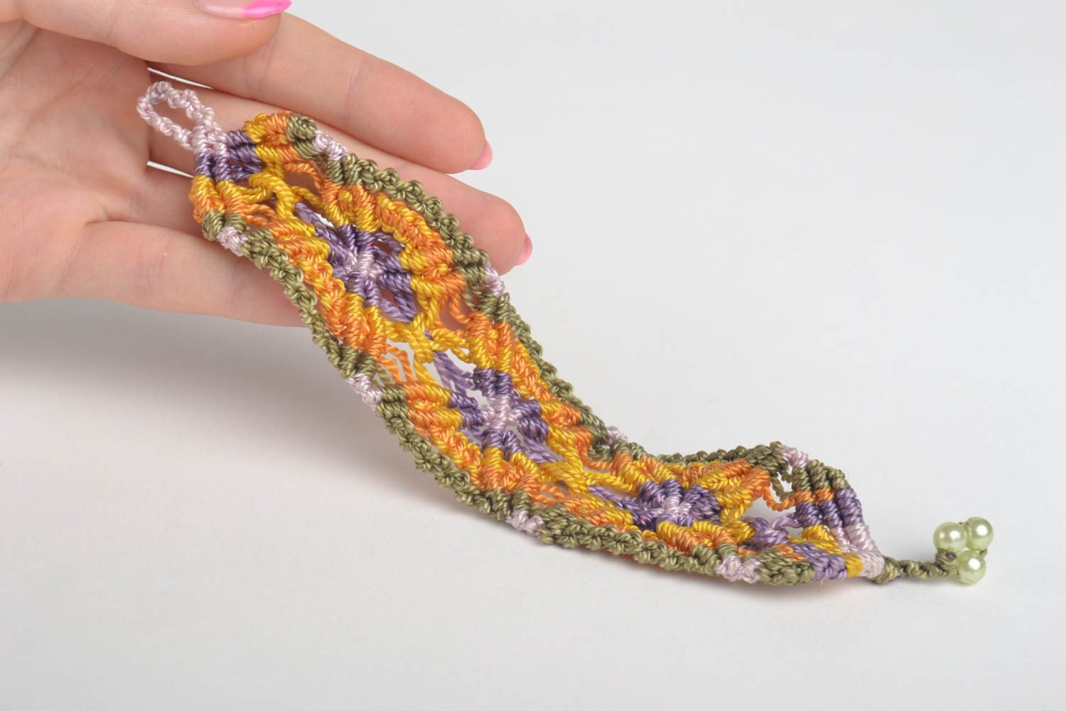 Bracelet of threads handmade macrame bijouterie designer textile jewelry present photo 4