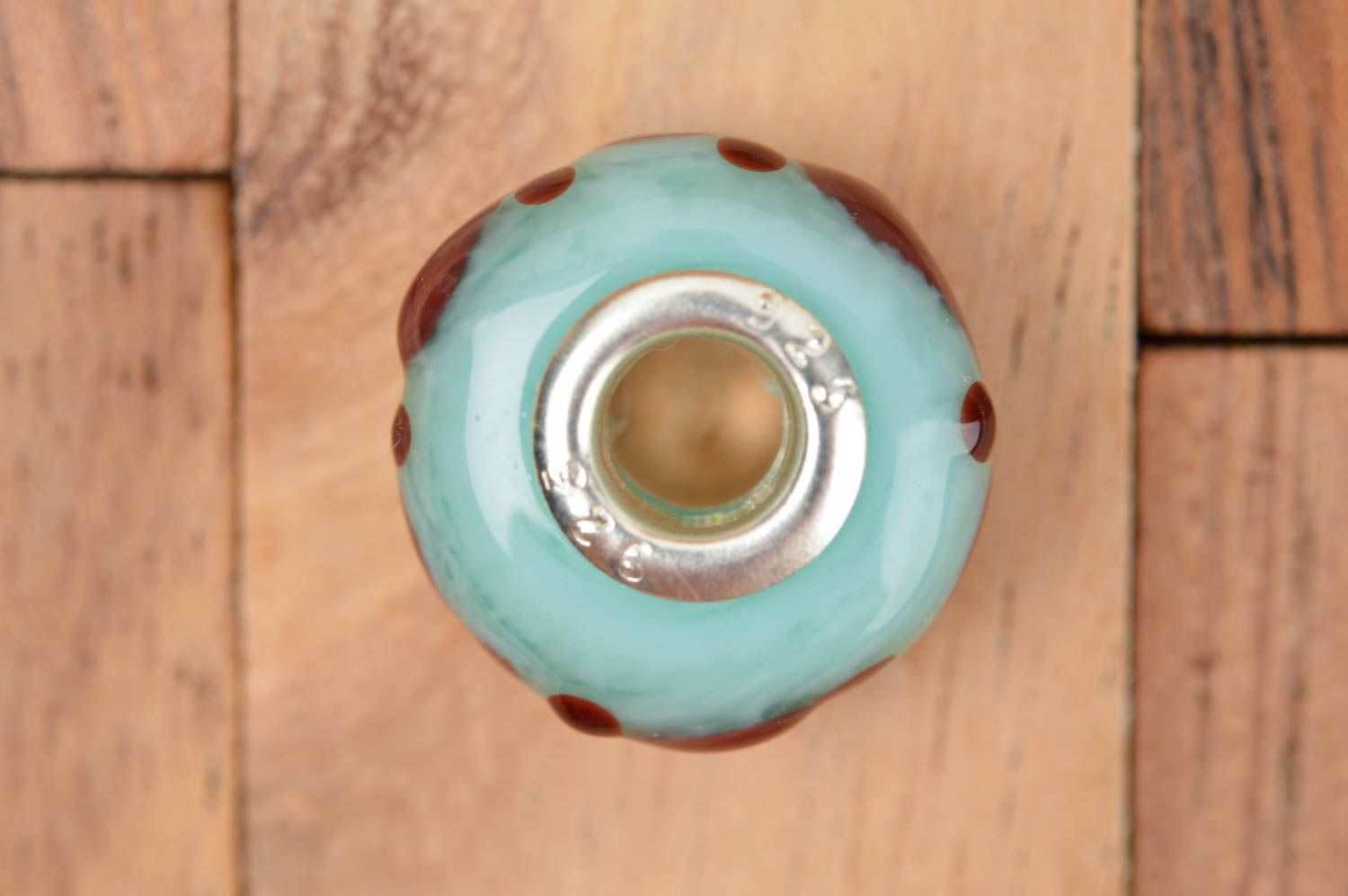 Perle en verre fait main Fourniture pour bijoux bleue motifs Loisirs créatifs photo 3