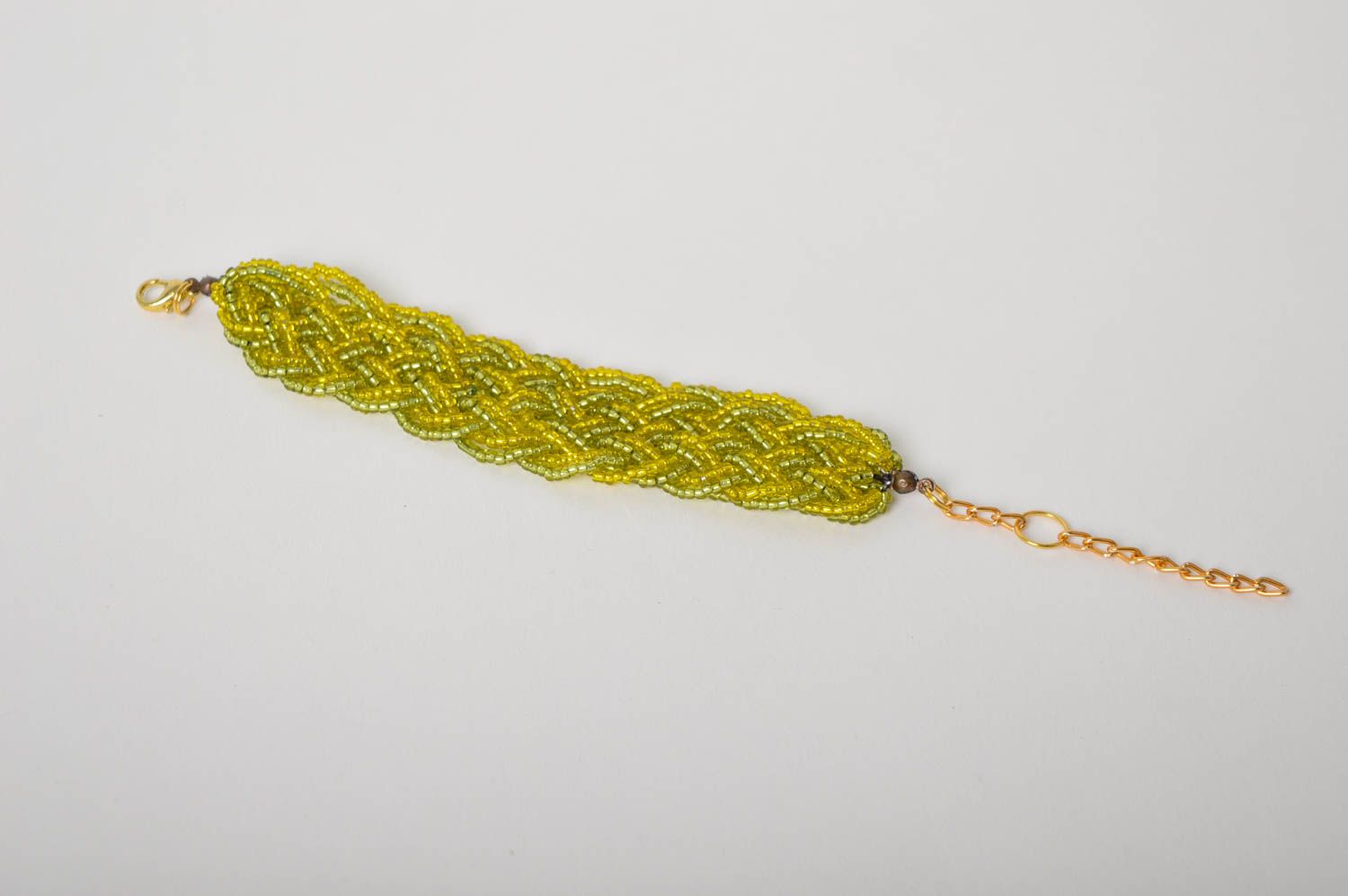 Yellow, light green pigtail shape adjustable bracelet for women photo 3
