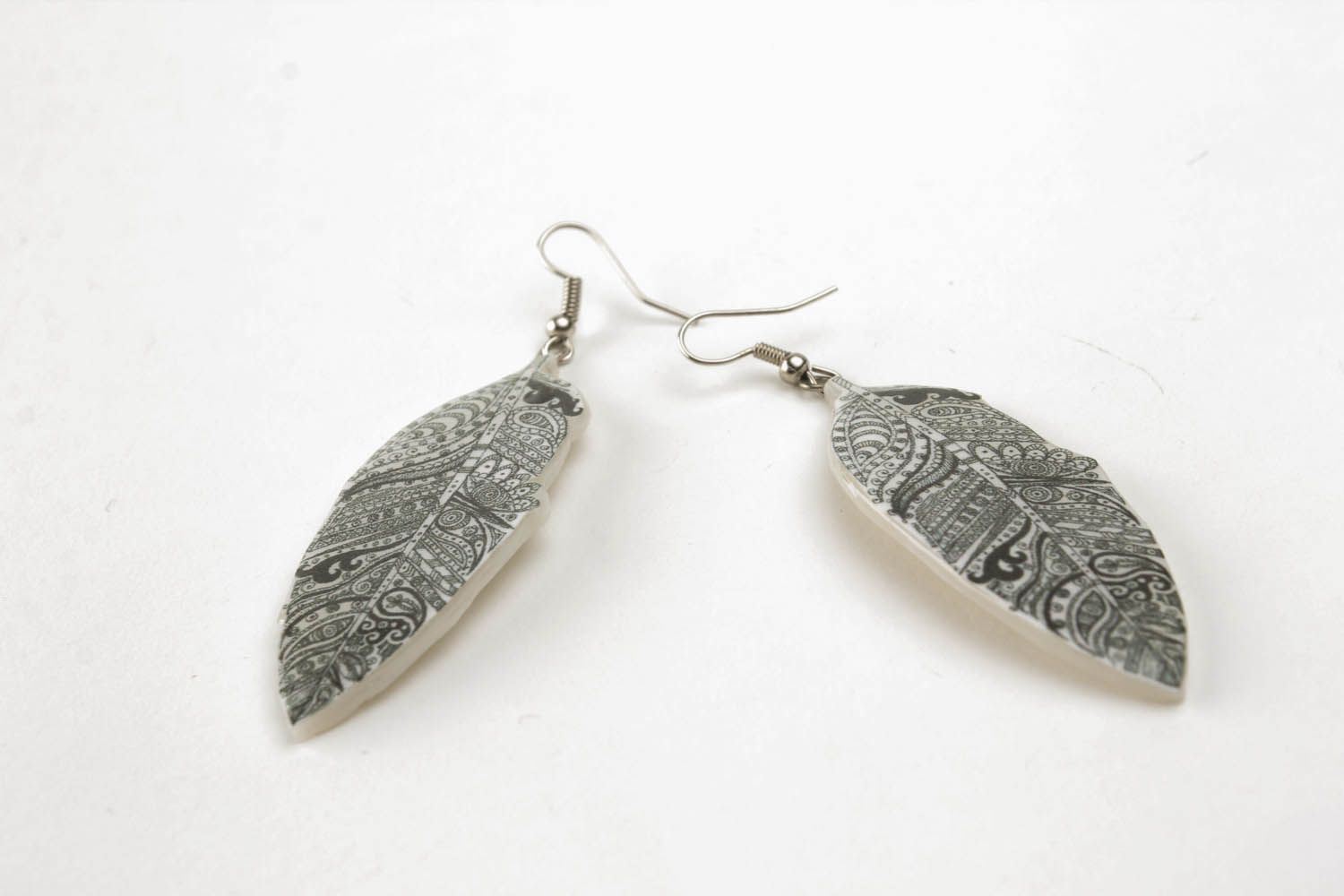Polymer clay leaves-shaped earrings photo 4