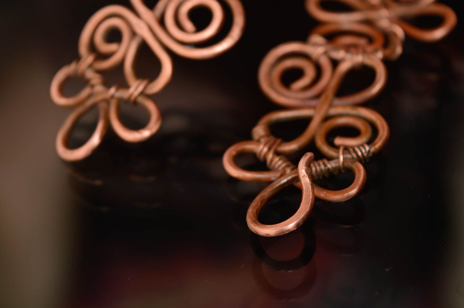 Wire wrap copper bracelet Geranium photo 5
