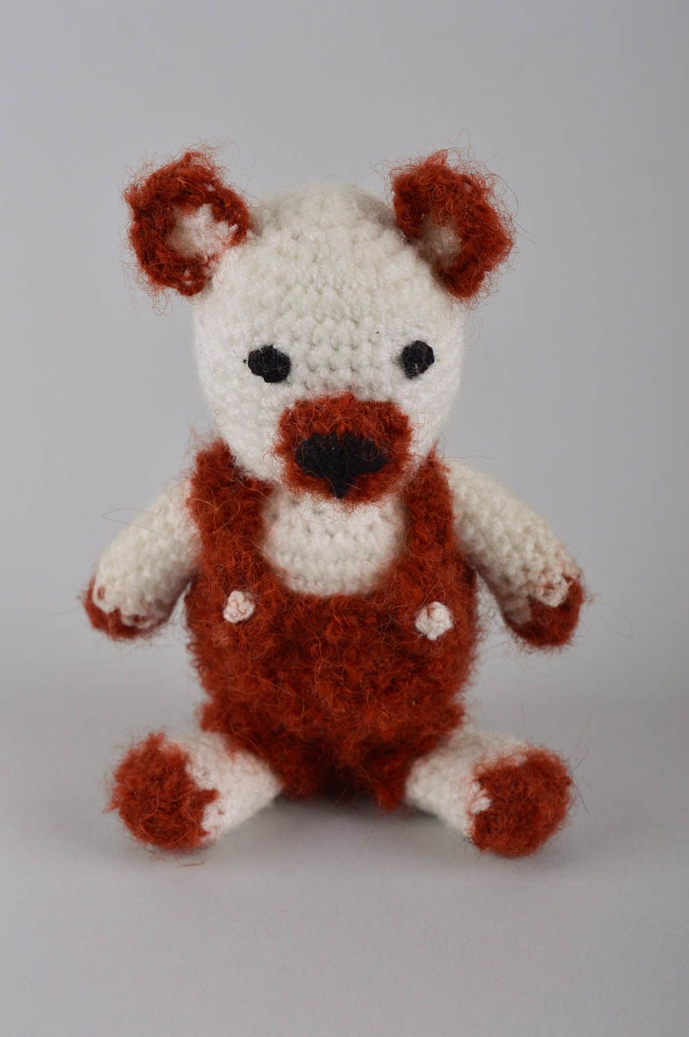 Мягкая игрушка ручной работы детская игрушка Медвежонок белый игрушка крючком фото 2