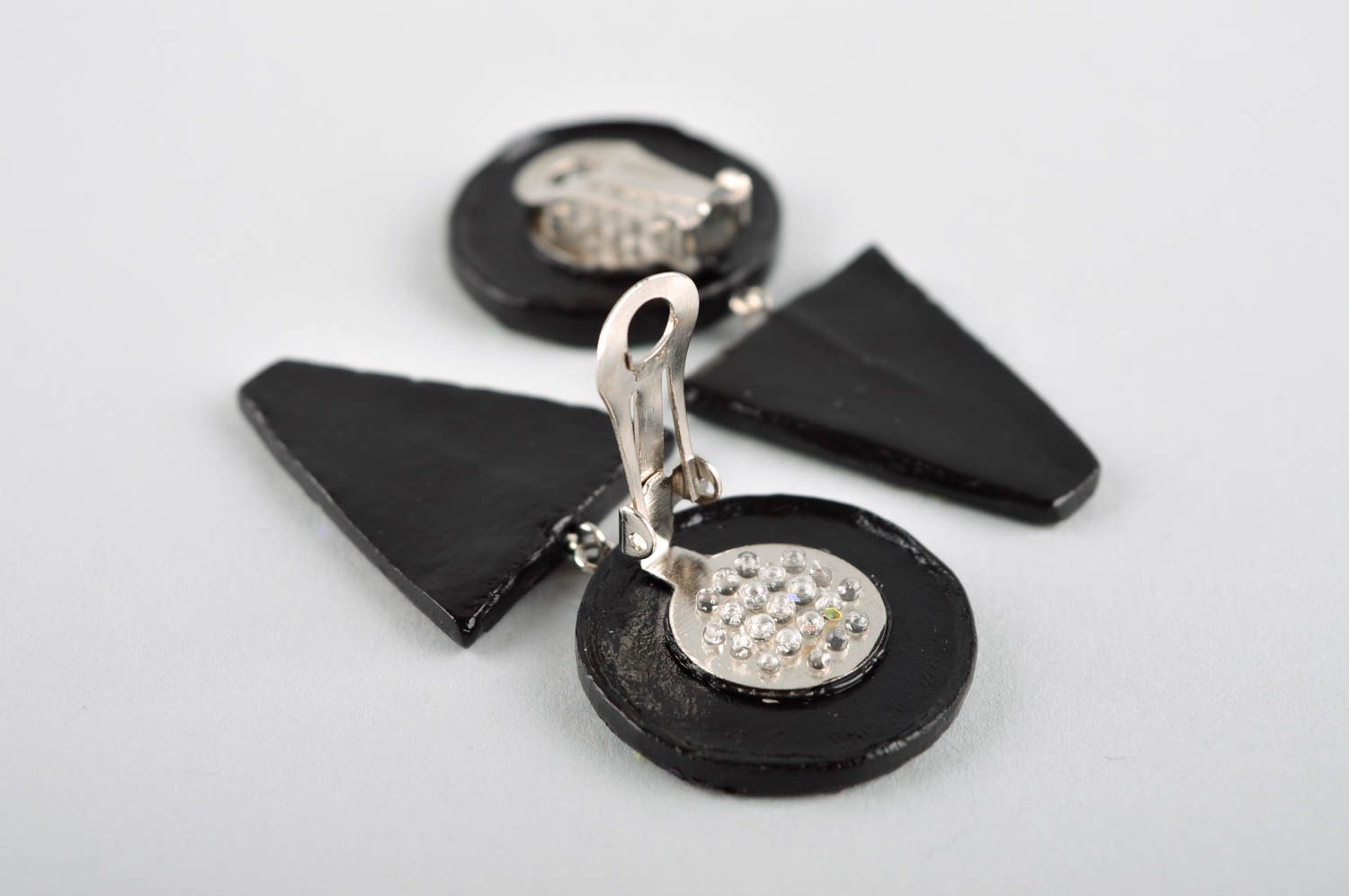 Handgefertigt Clips Ohrringe Polymer Clay Schmuck Frauen Geschenk in Grün foto 5