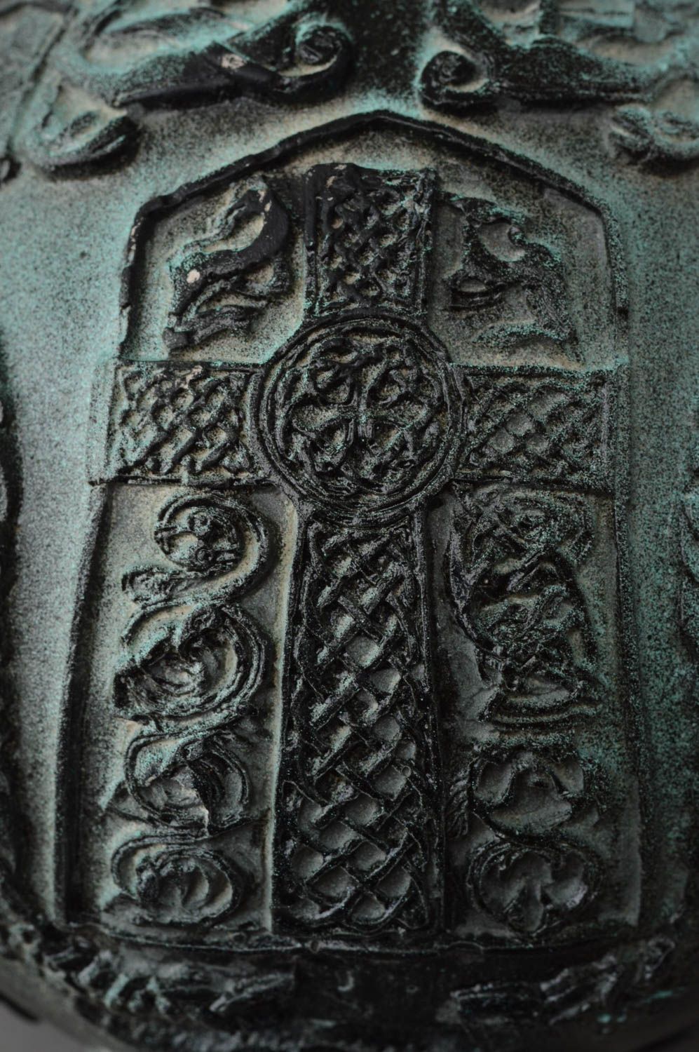 Décoration originale boîte à bijoux crâne celtique en plâtre faite main photo 5