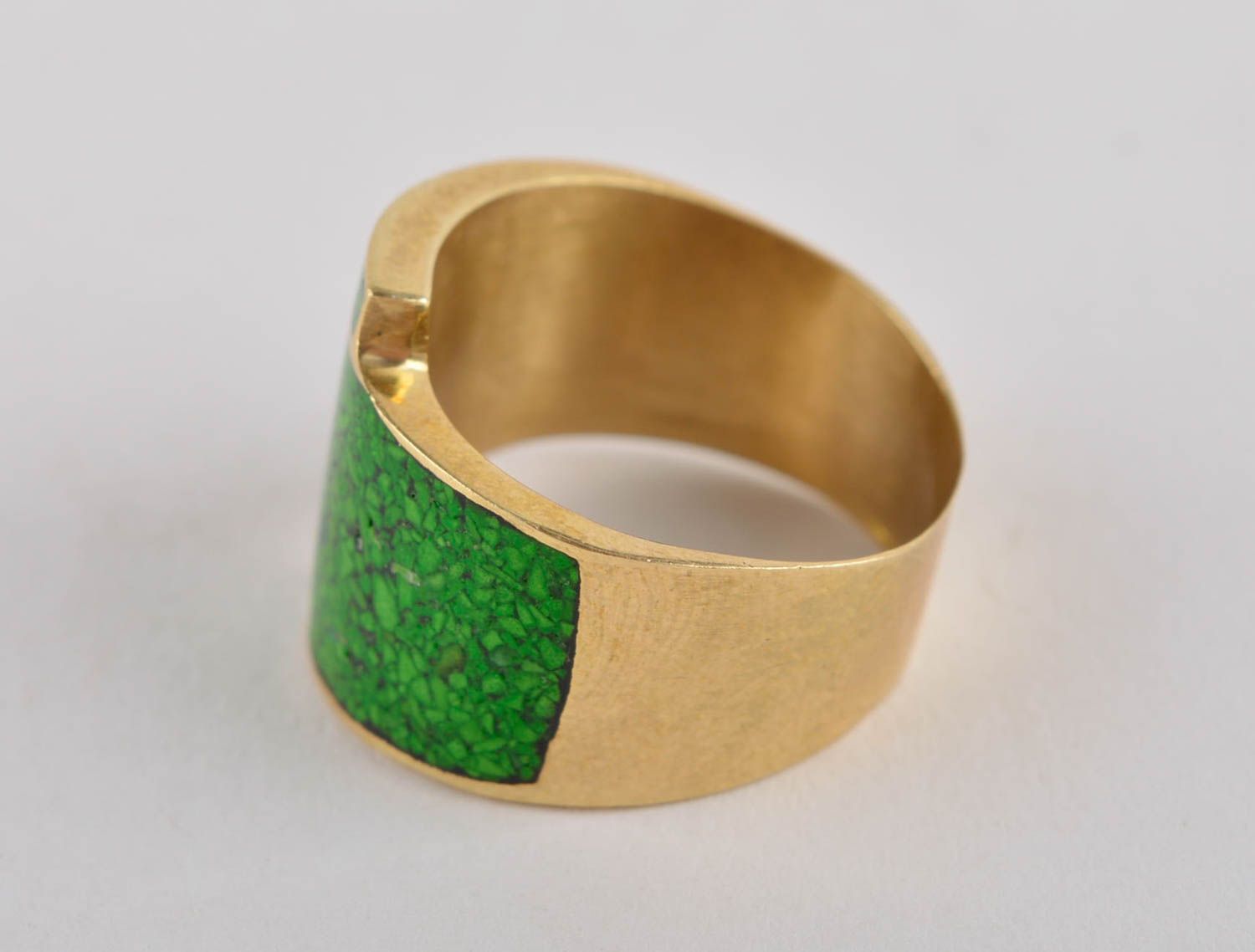 Изумрудное кольцо ручной работы бижутерия кольцо из меди женское кольцо нарядное фото 4