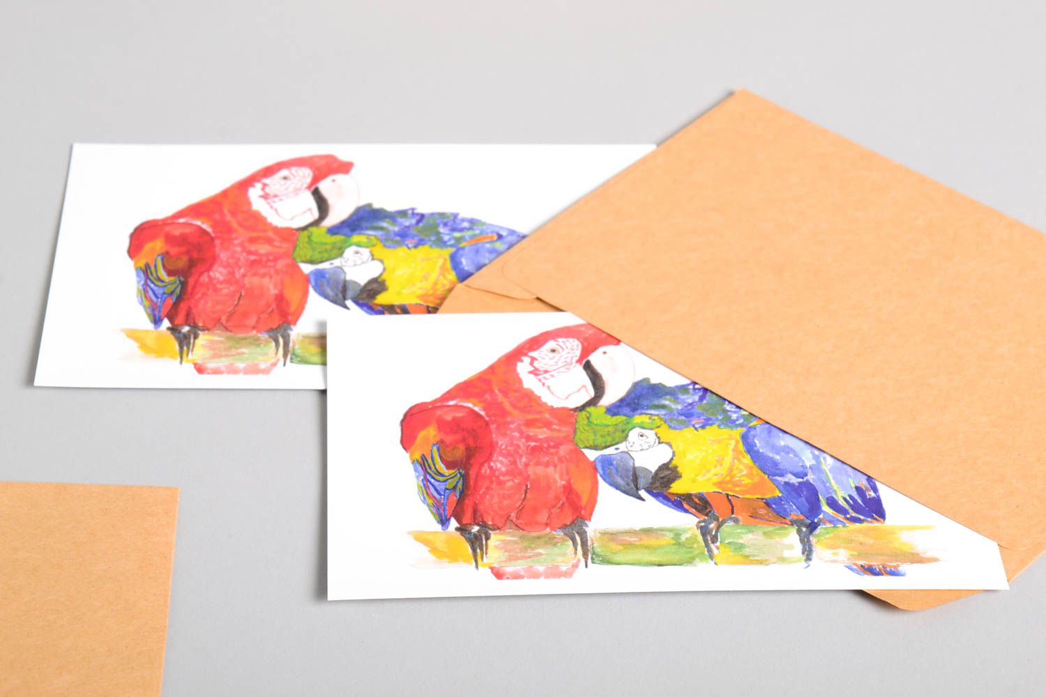 Открытки ручной работы красивые открытки две поздравительные открытки Попугаи фото 5