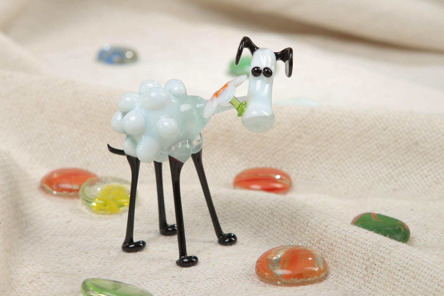 Funny lampwork glass statuette of sheep photo 5