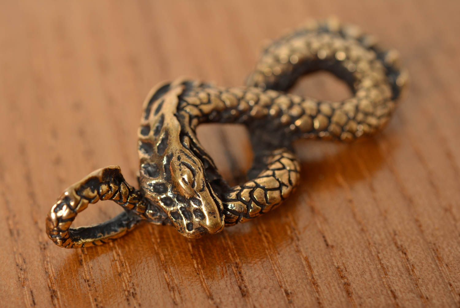 Beautiful handmade designer bronze neck pendant in the shape of snake Infinity photo 2