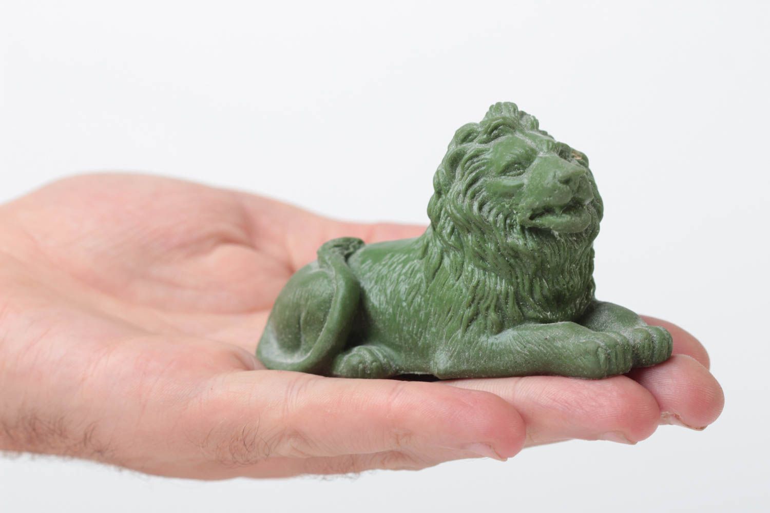 Figurine de lion Petite statue fait main Déco maison souvenir original vert photo 5
