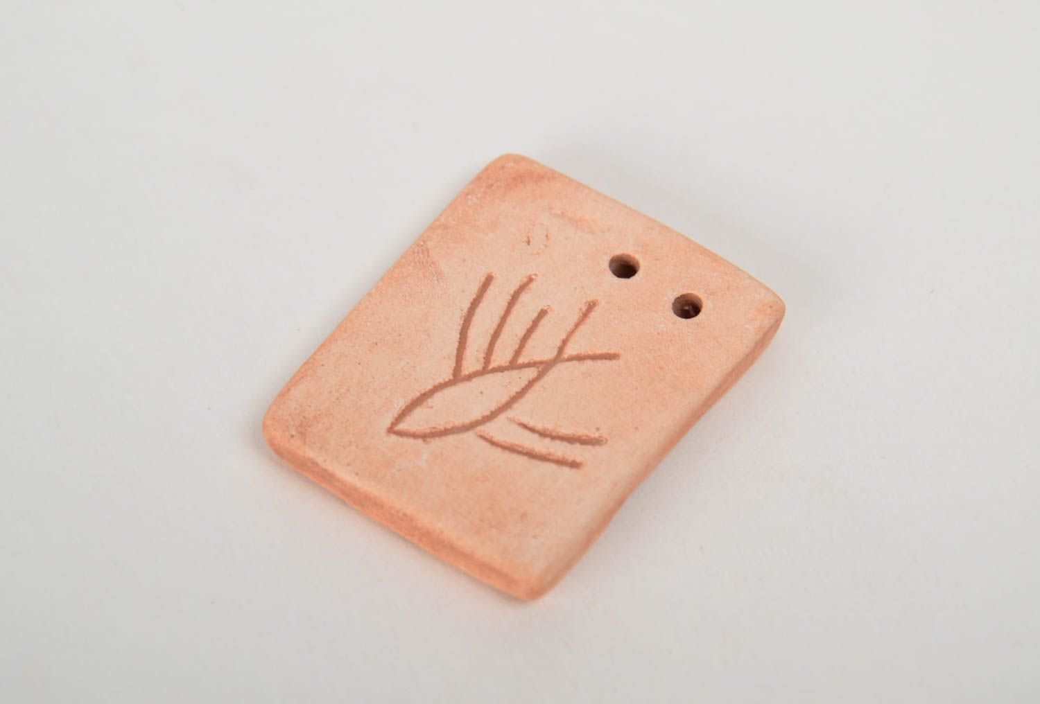 Small handmade rectangular clay blank pendant DIY designer jewelry photo 3