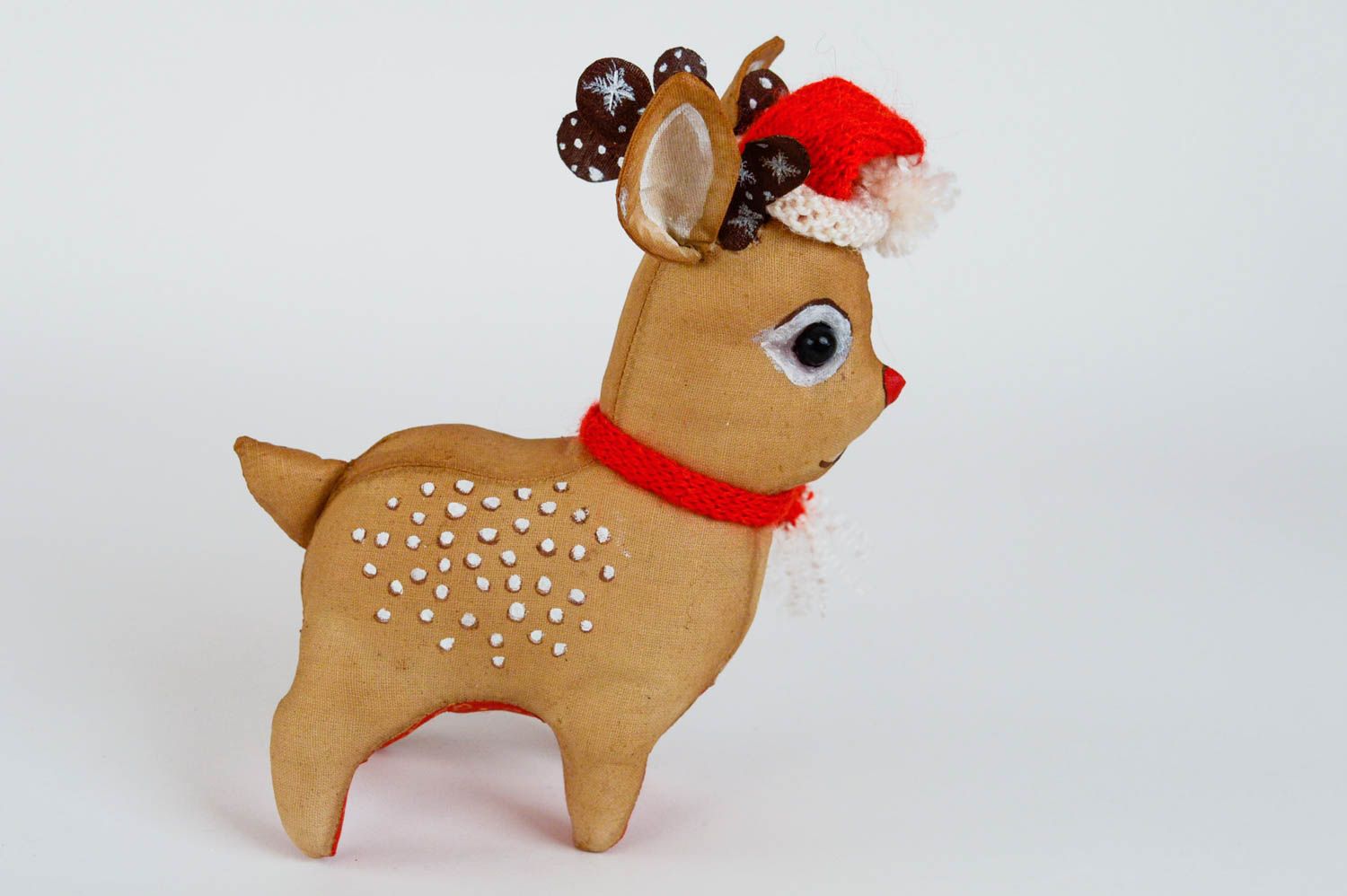 Peluche cerf Rudolphe décorative en tissu de coton parfumée faite main photo 3
