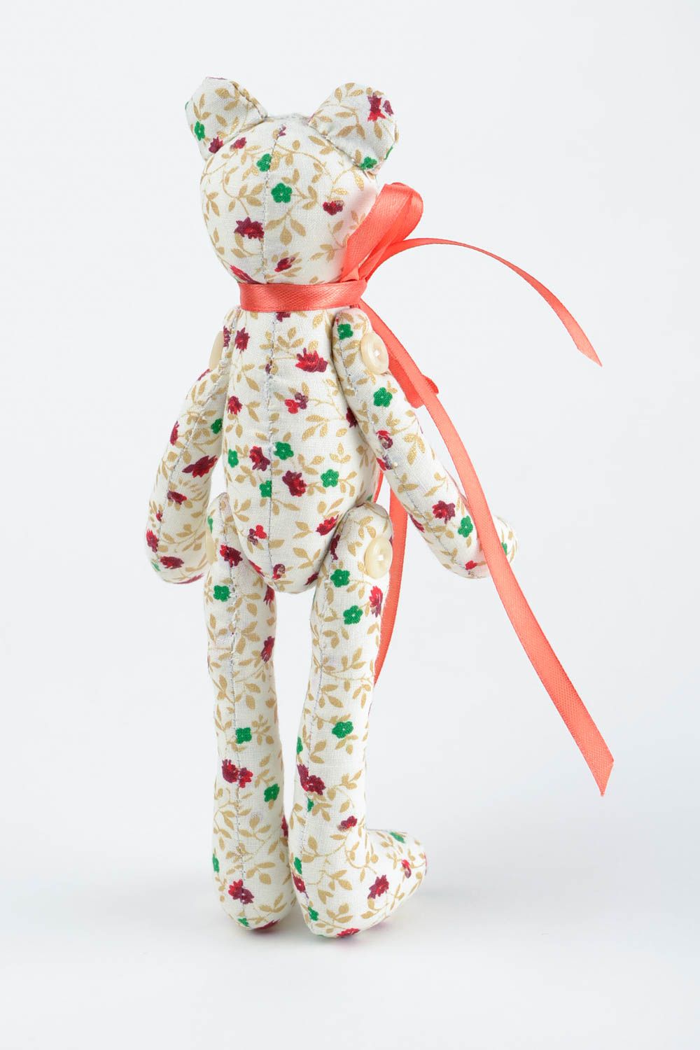 Jouet Ours en tissu de coton fait main à motif floral Cadeau pour enfant photo 5