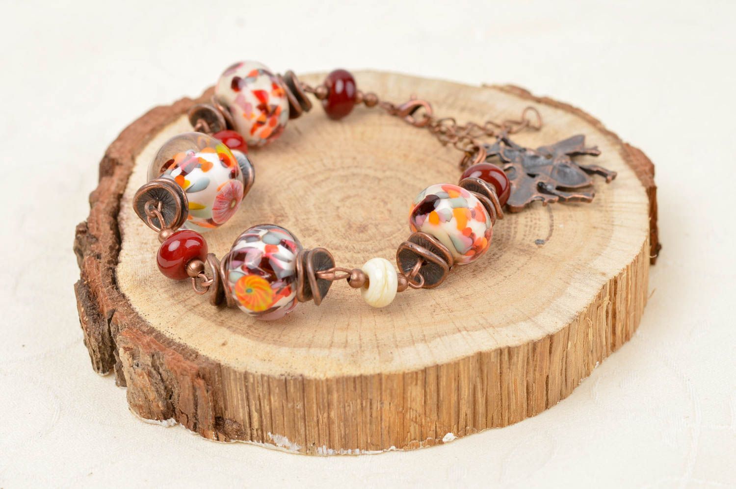 Srylish handmade glass bead bracelet beaded bracelet glass art artisan jewelry photo 1