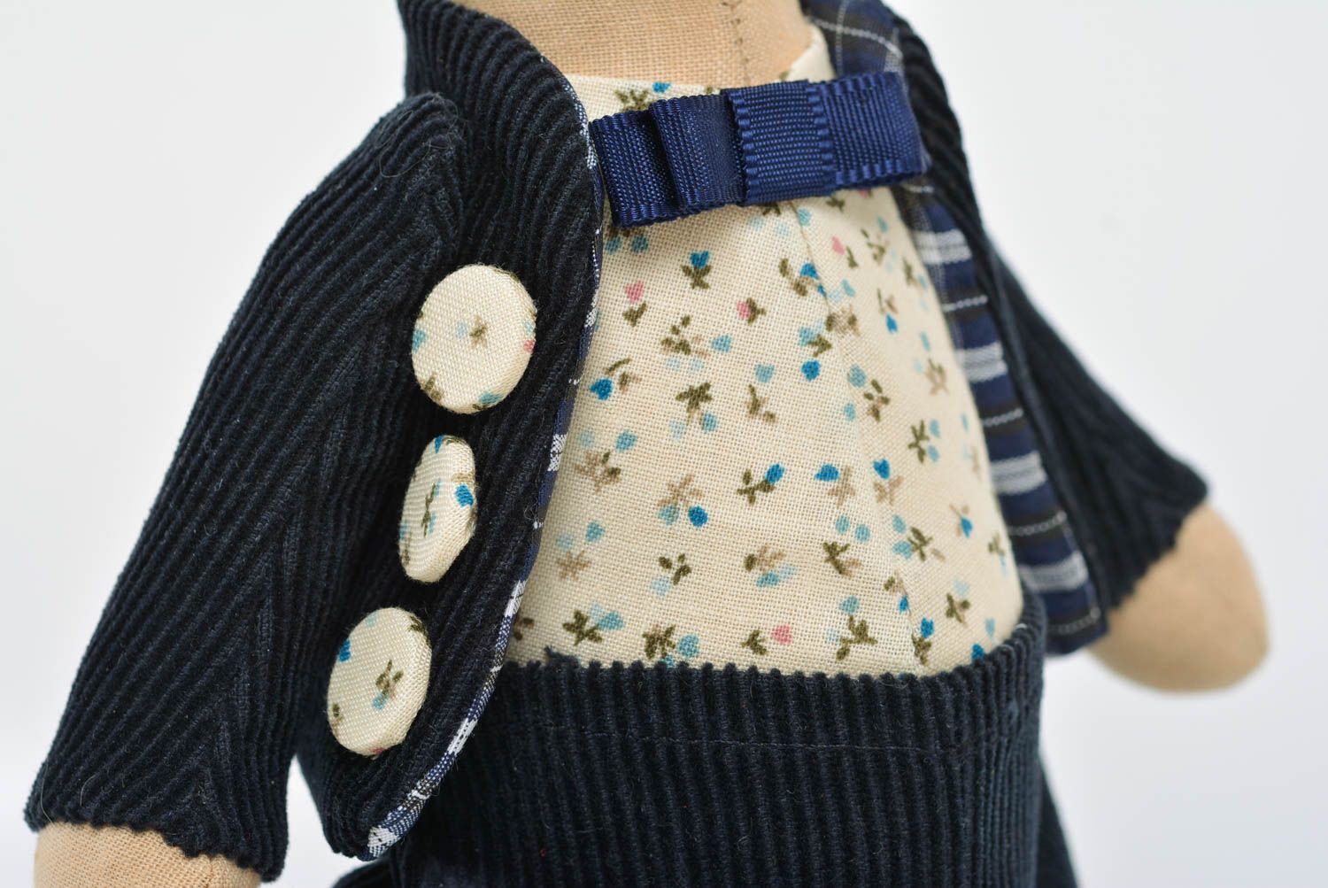 Soft toy rabbit fabric handmade home decor designer doll for children photo 3