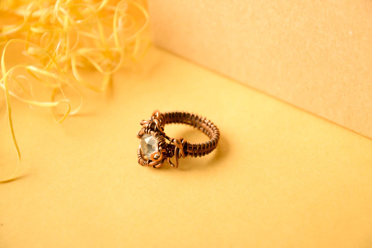Авторское необычное кольцо ручной работы красивое кольцо из меди женское кольцо фото 1