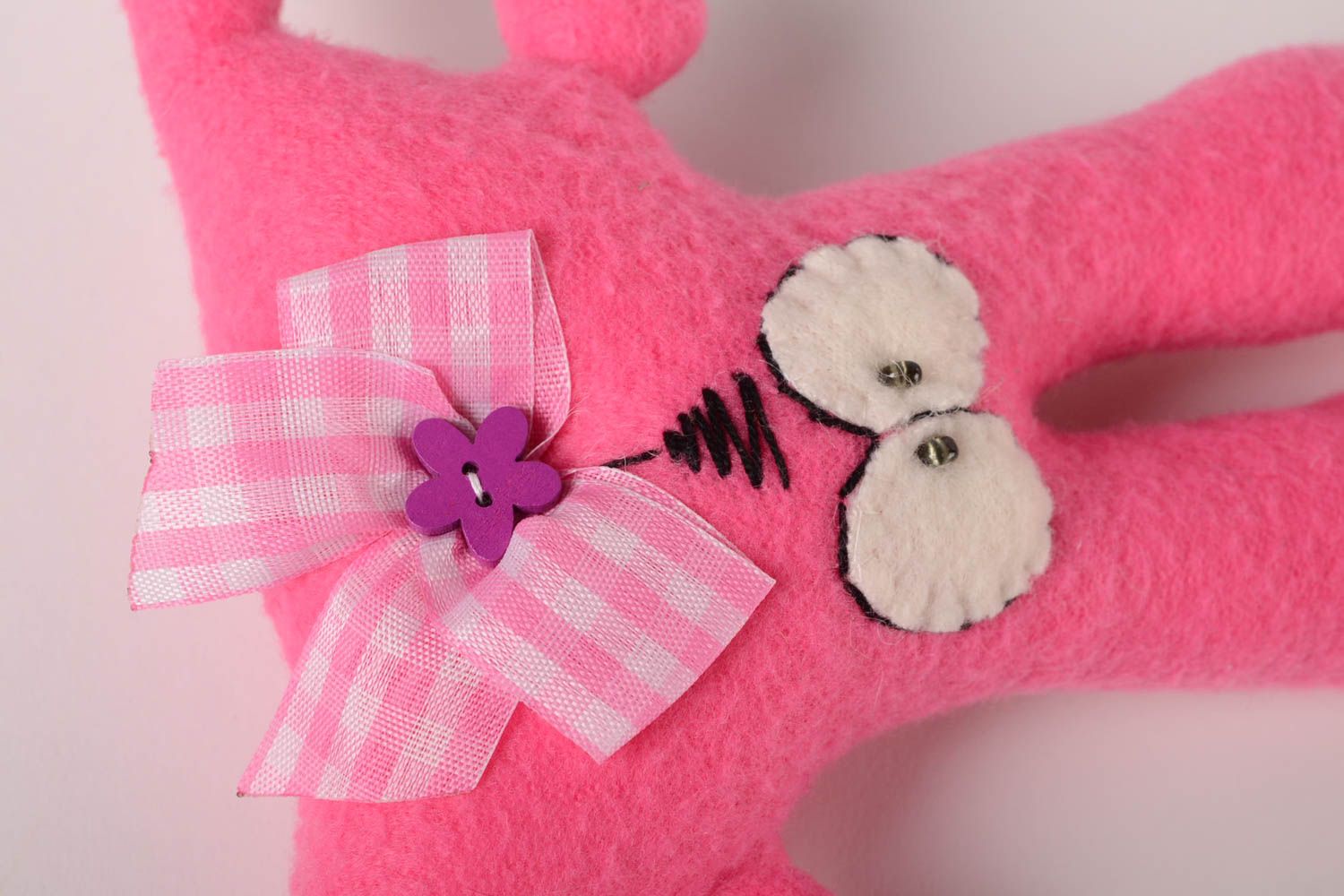 Juguete artesanal de tela muñeco de peluche regalo original Conejo rosado foto 5