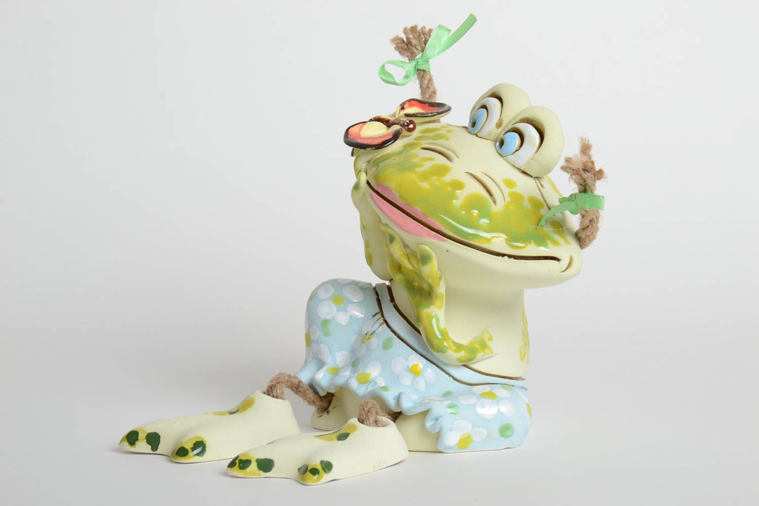 Unusual ceramic moneybox designer souvenir for kids cute frog moneybox photo 2