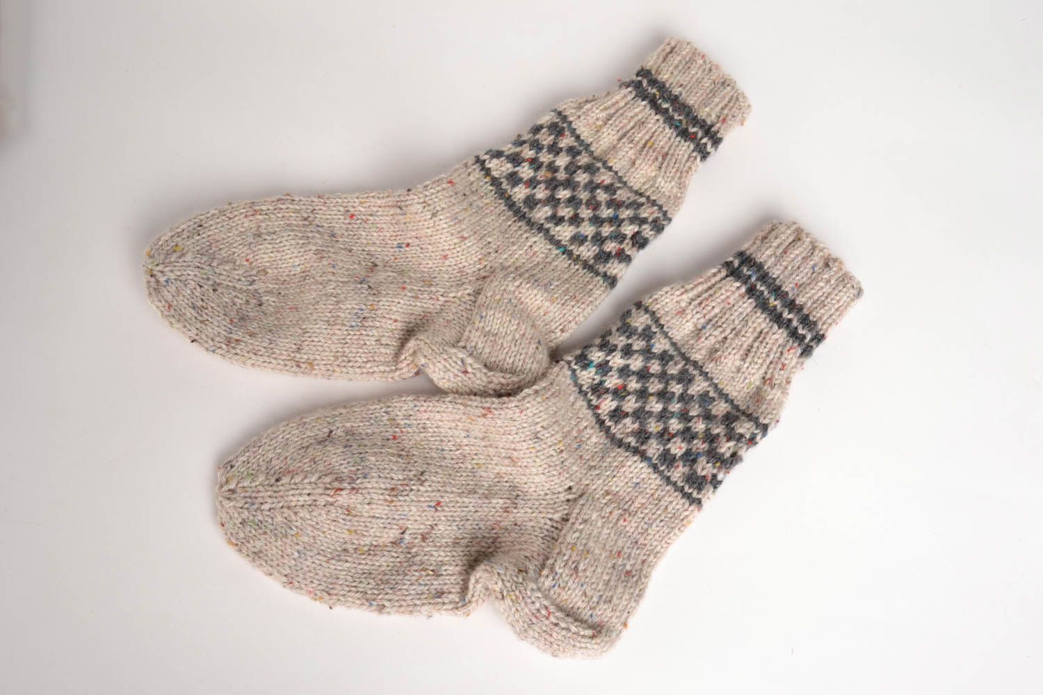 Носки ручной работы шерстяные носки серые теплые удобные мужские носки фото 2