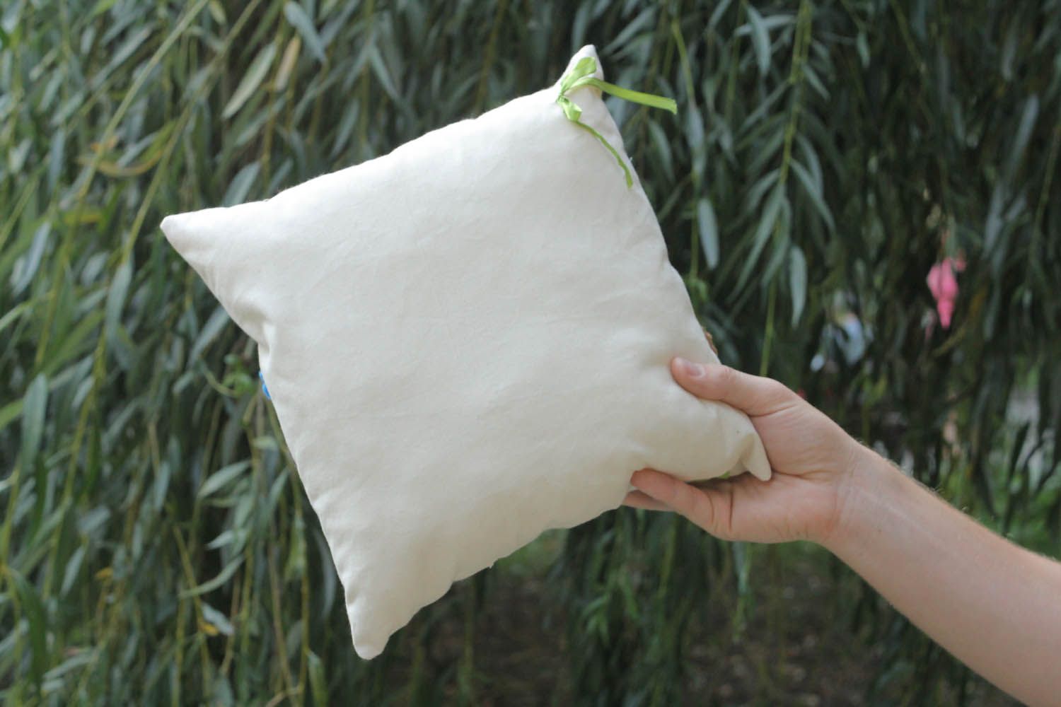 Almofada macia têxtil feito à mão de algodão Pássaros de materiais naturais  foto 2