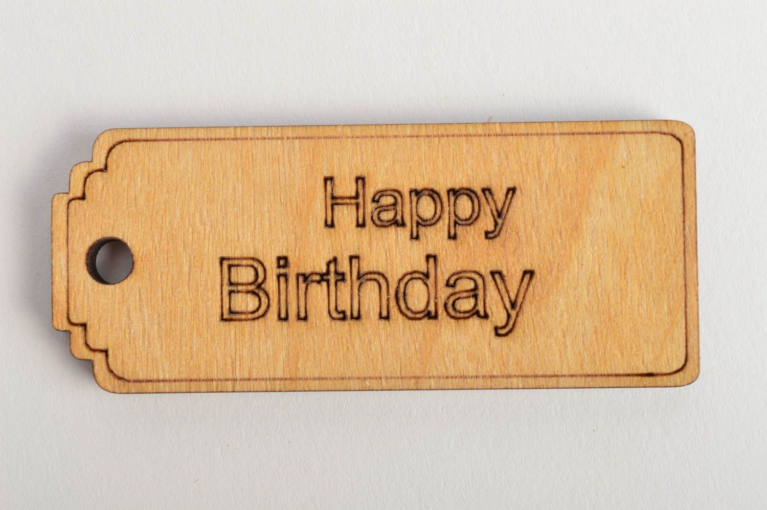 Set de petites étiquettes en bois Happy Birthday faites main contreplaqué 5 pcs photo 4