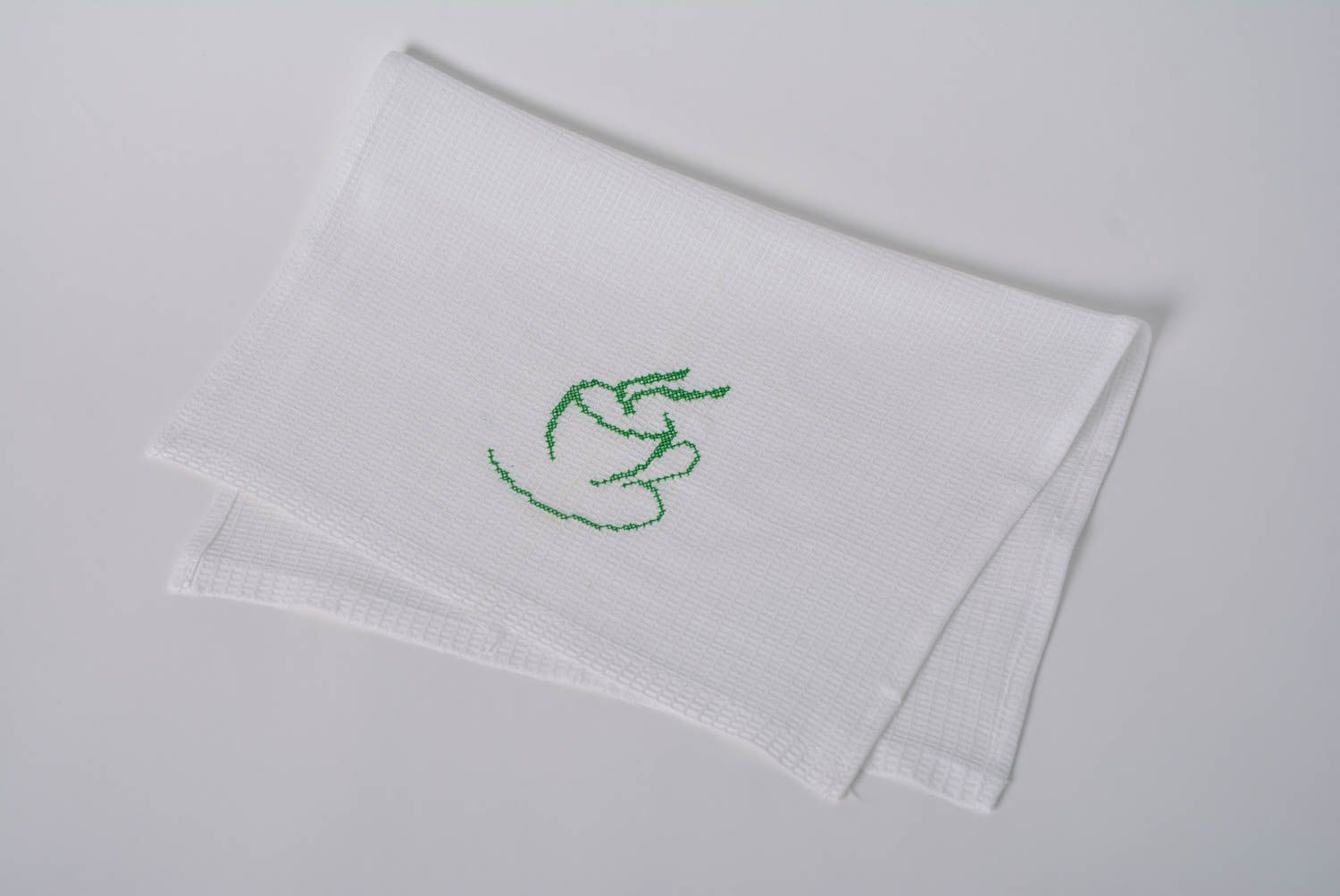 Embroidered handmade napkin made of natural cotton Cup of coffee photo 4