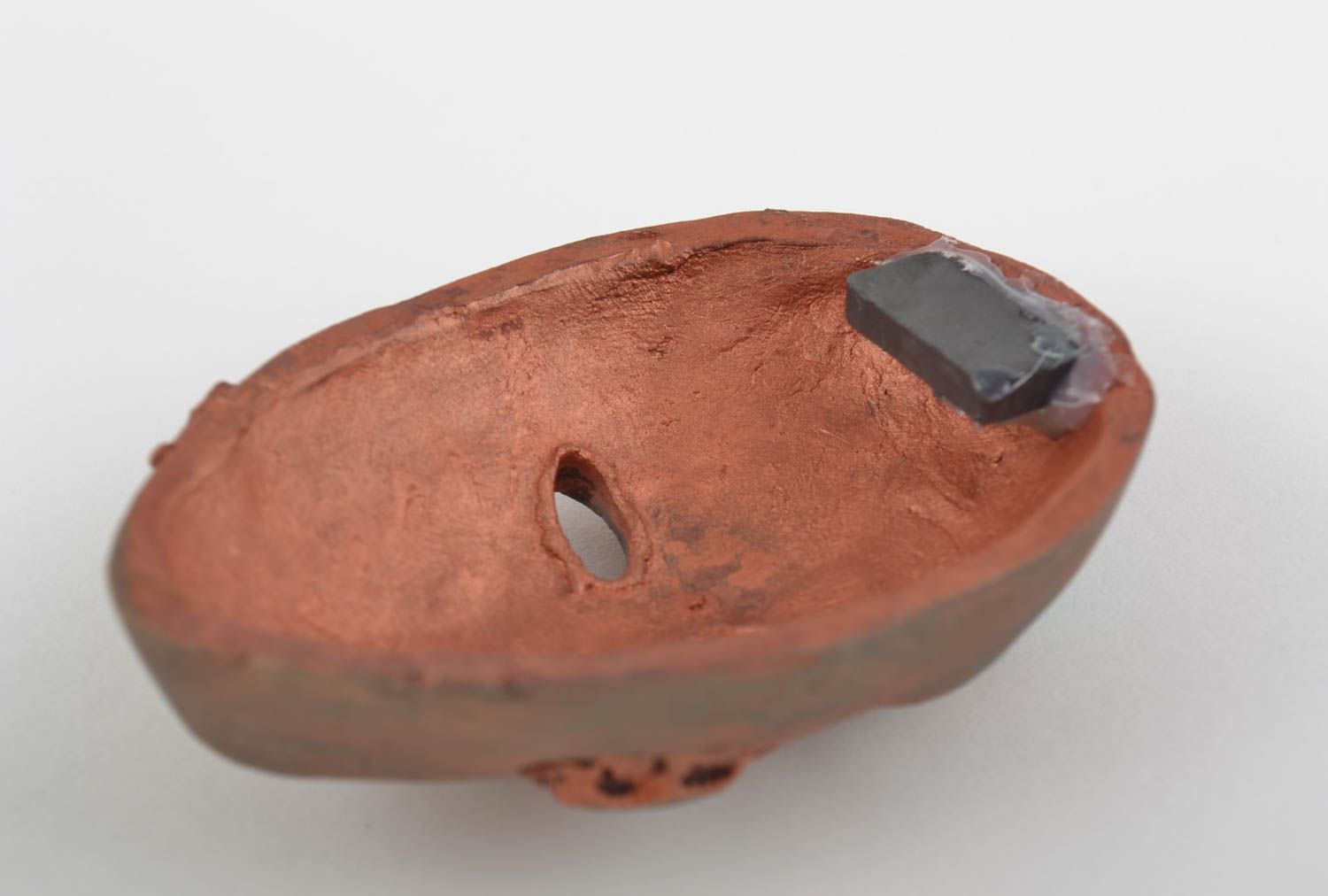 Keramik Kühlschrankmagnet Maske bronzefarbig handmade klein originell Souvenir foto 3