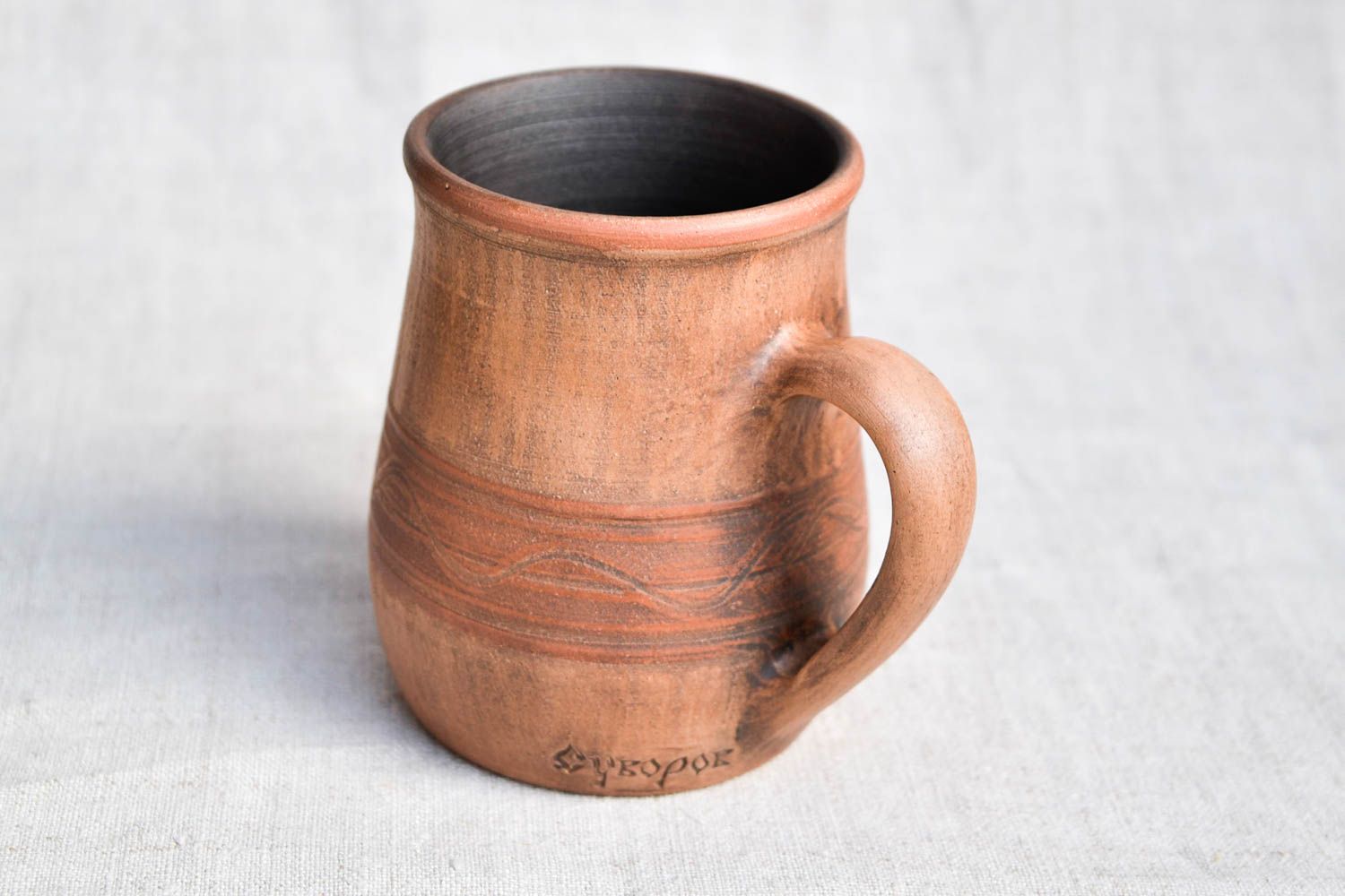 Large ceramic handmade coffee mug with handle 0,56 lb photo 3