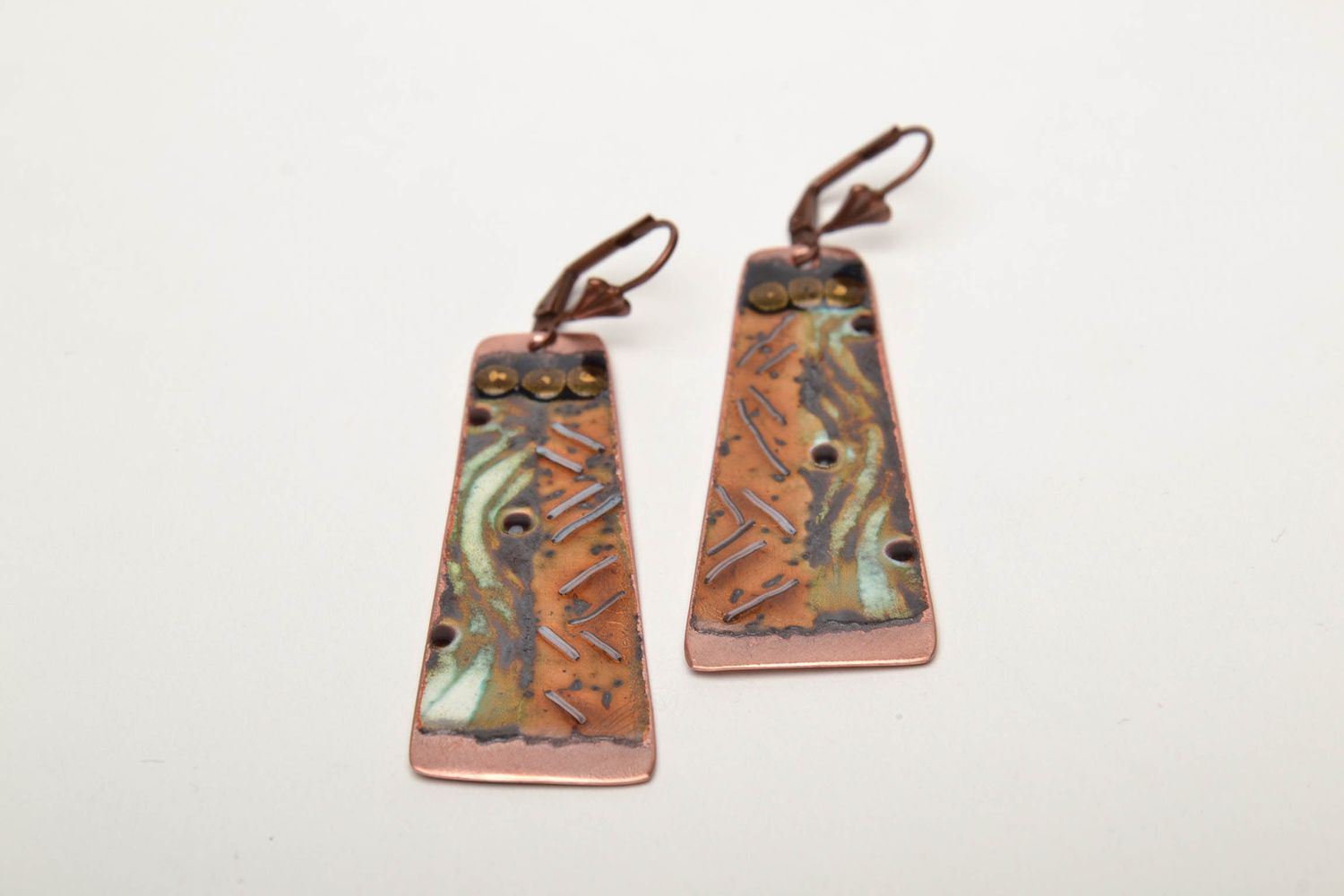 Painted designer copper earrings photo 3