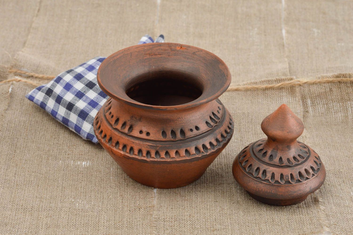 Керамическая посуда ручной работы емкость для специй с крышкой глиняная посуда фото 1
