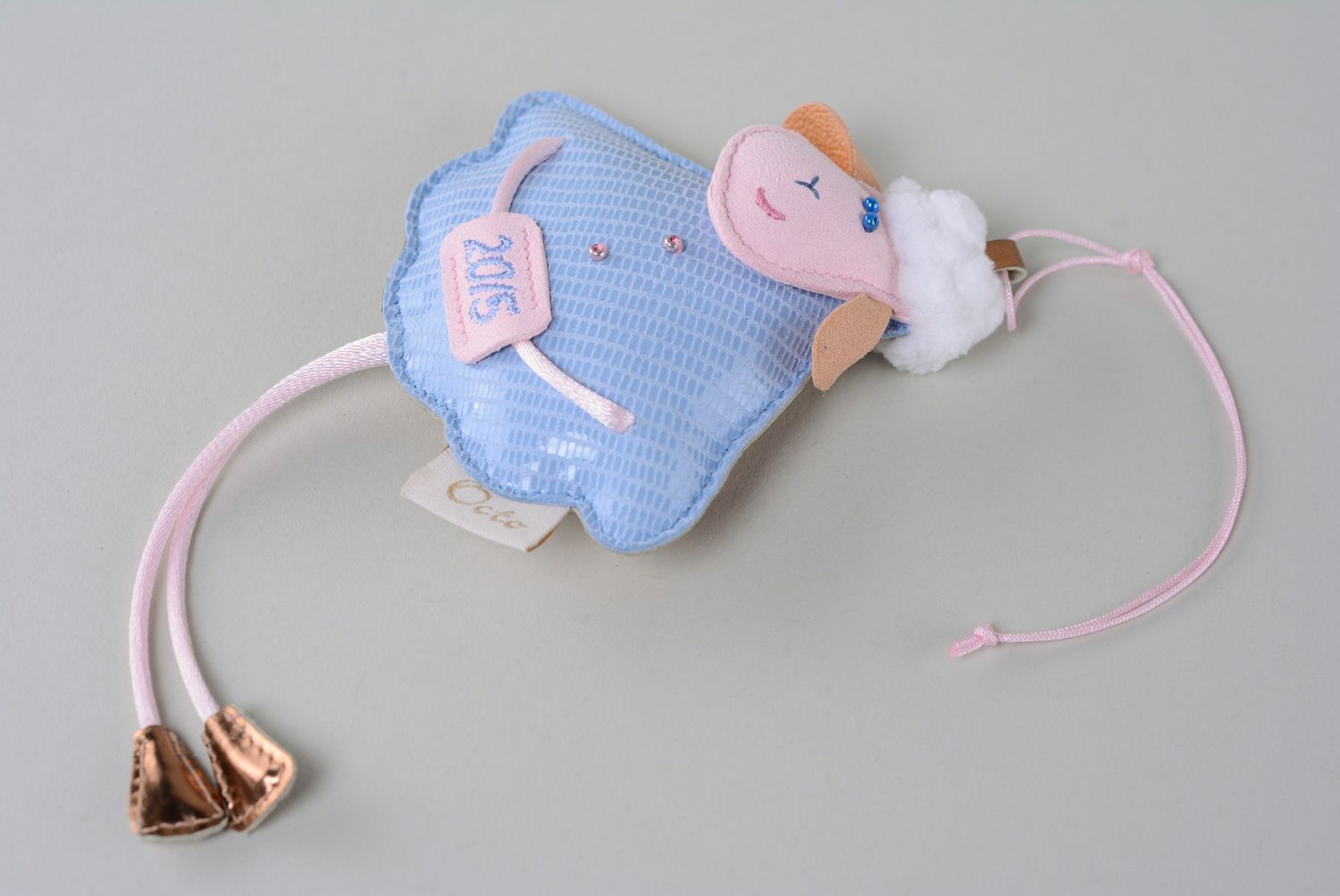 Soft leather keychain in the shape of sheep photo 3