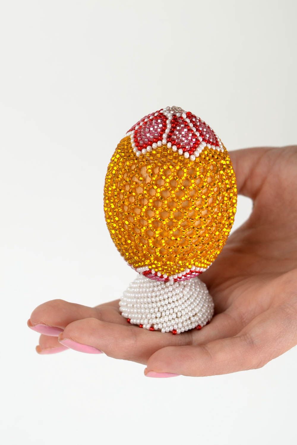 Handmade home decor Easter egg for decorative use bead weaving souvenir ideas photo 2