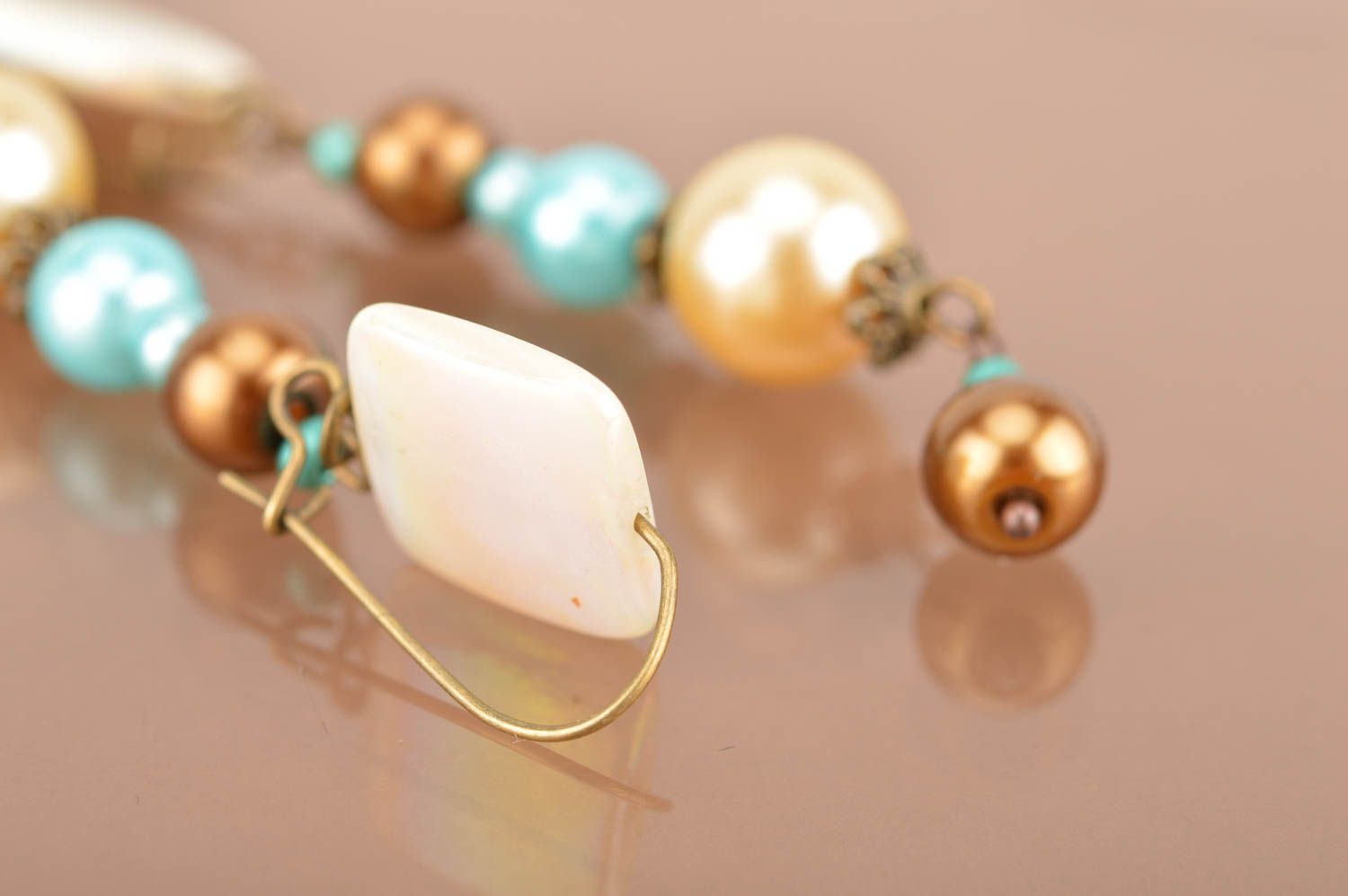Beautiful long handmade designer earrings with colorful beads  photo 4