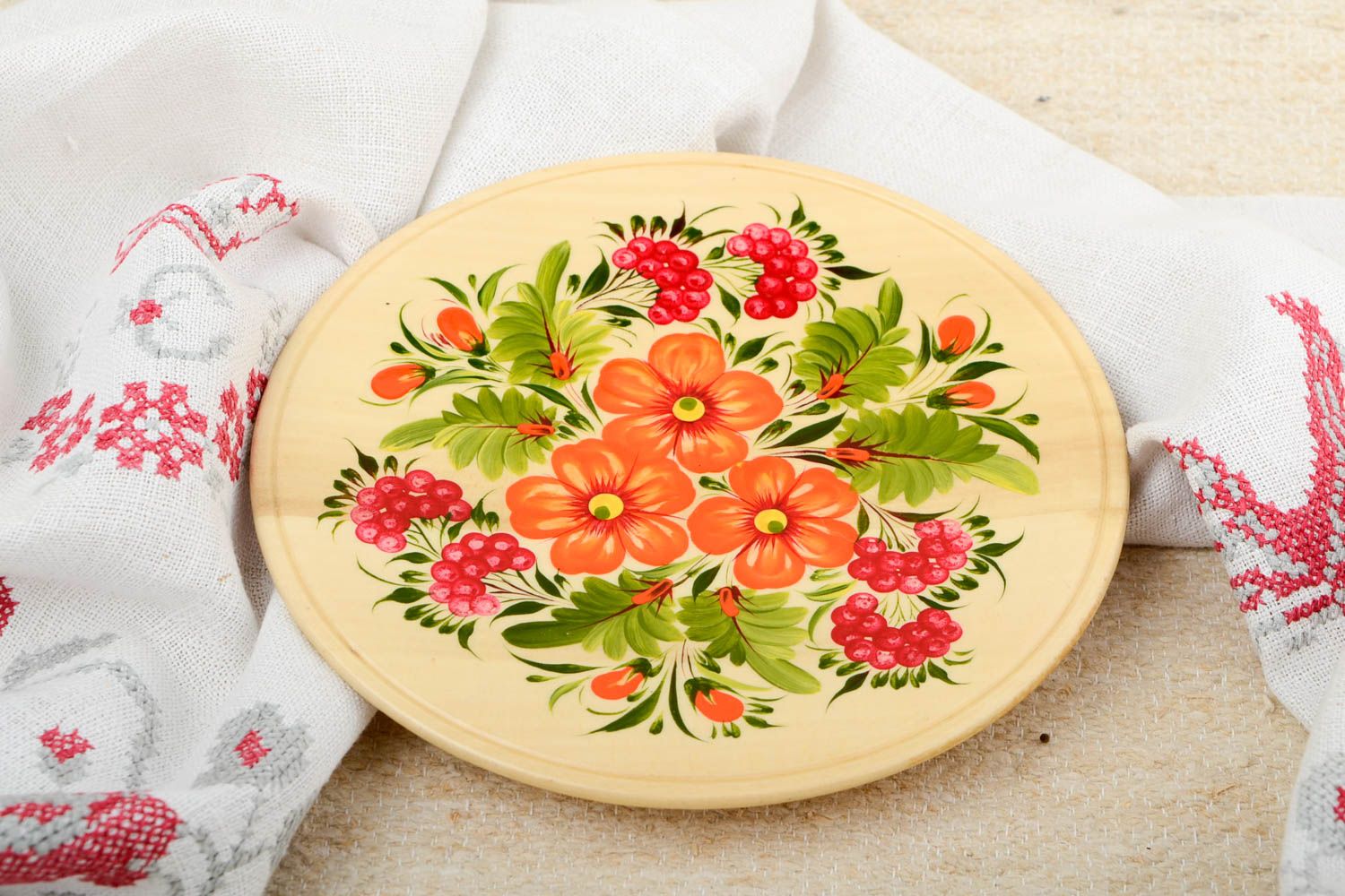 Декор на стену ручной работы декоративная тарелка с орнаментом расписная посуда фото 1