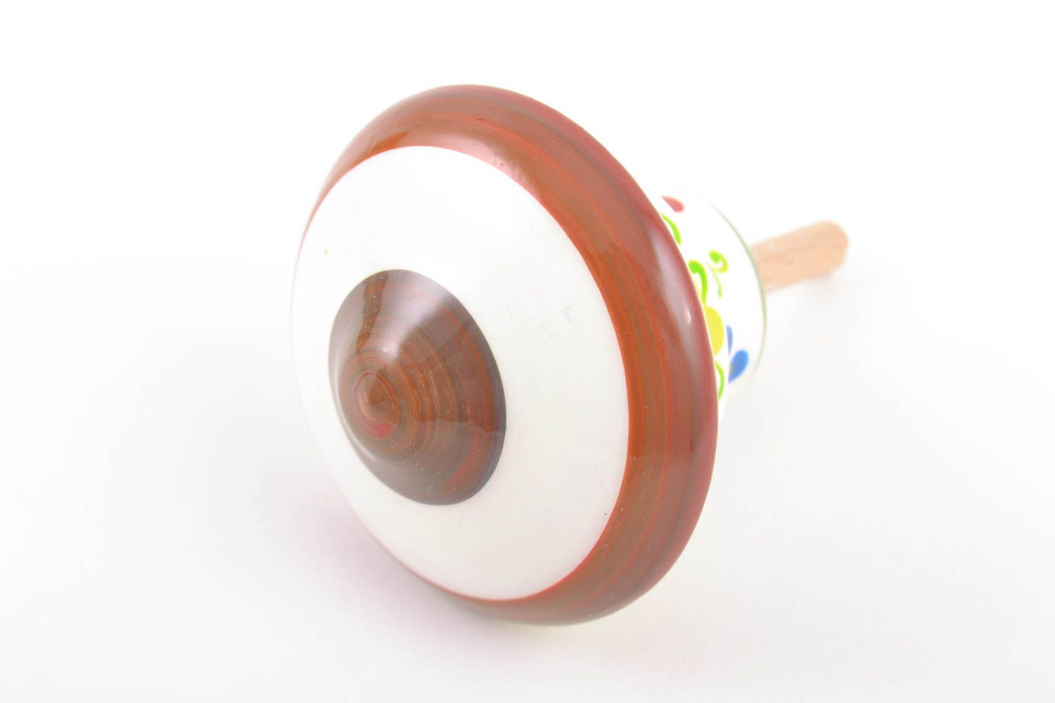 Kleiner Brummkreisel aus Holz grell mit Bemalung handmade für Kleinkinder foto 4