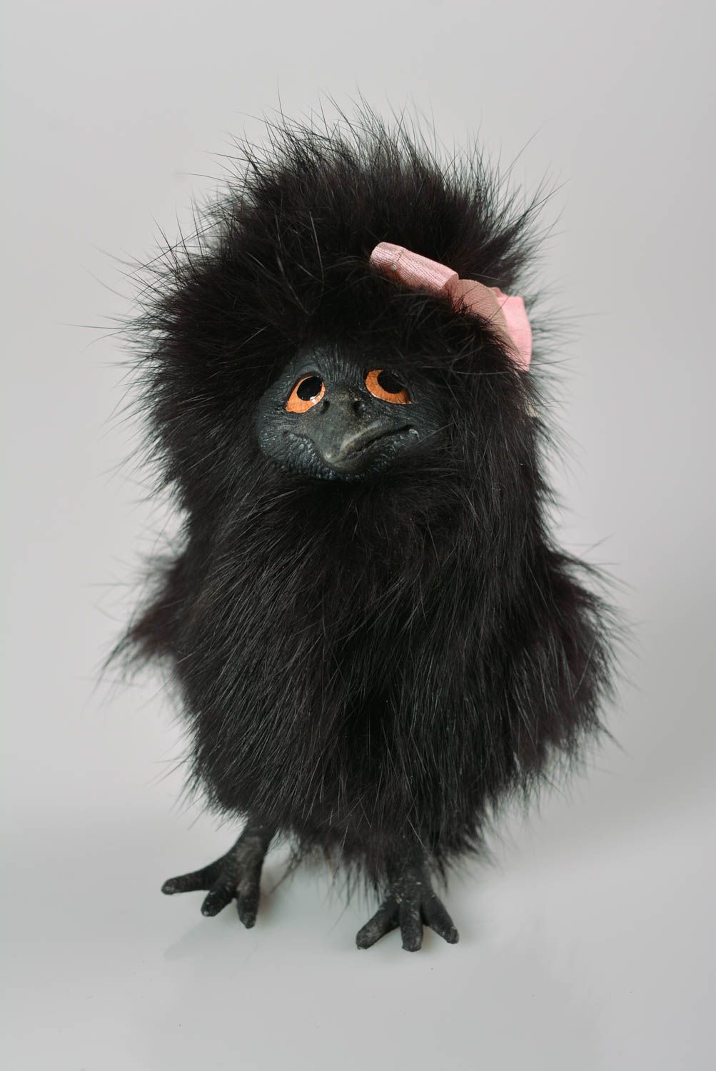 Игрушка ручной работы мягкая игрушка в виде ворона интерьерная игрушка черная фото 5