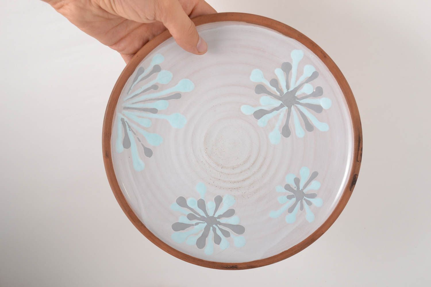 Teller Geschirr handgemacht Teller Keramik mit Bemalung origineller Teller  foto 5