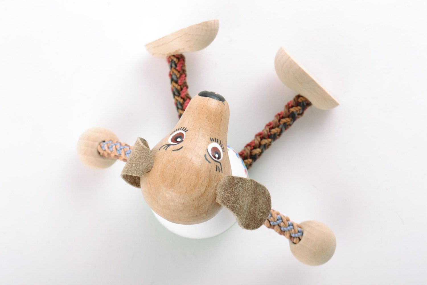 Öko Holz Spielzeug Hund grell schön Handarbeit Geschenk für Kinder foto 4