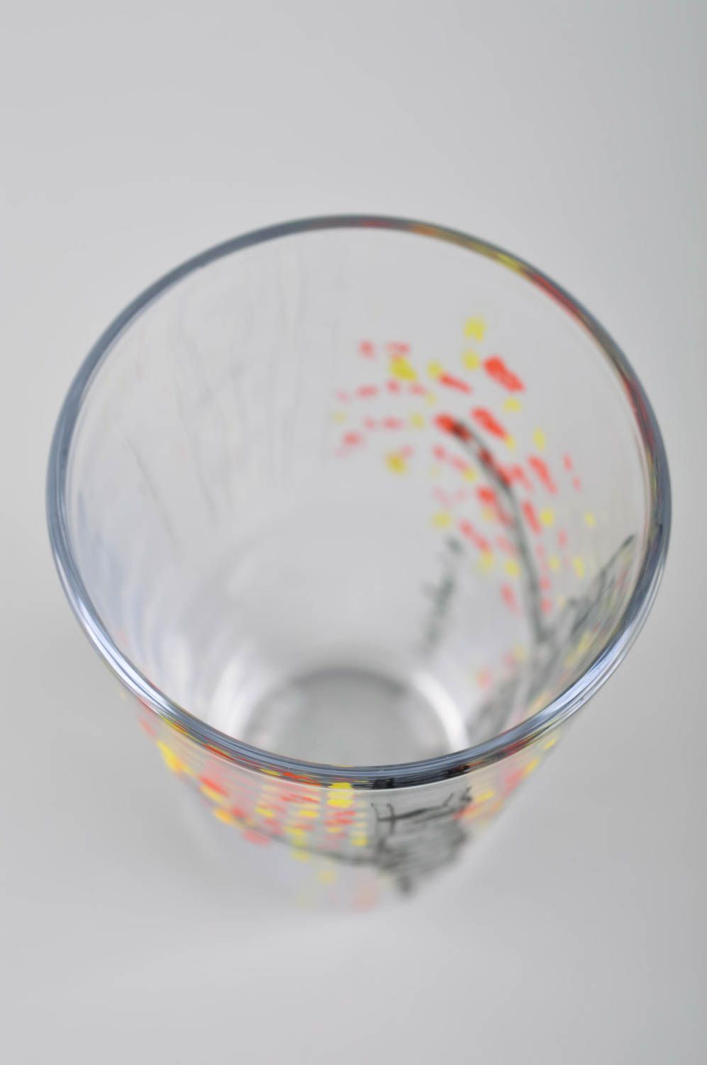 Vaso de vidrio utensilio de cocina artesanal con flores menaje del hogar foto 4