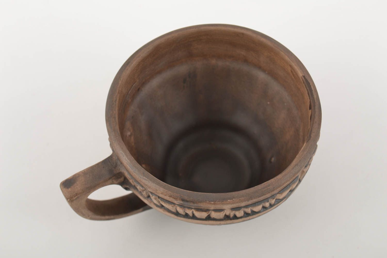 11 oz clay coffee cup with fake wooden pattern and handle 0,51 lb photo 2