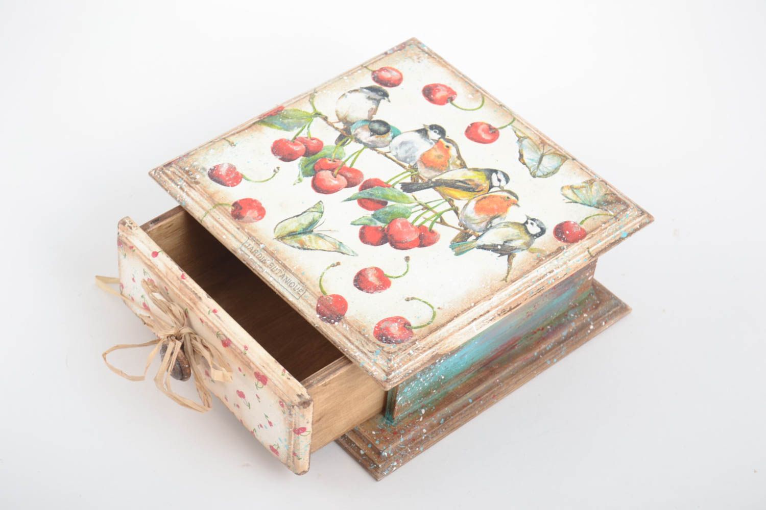 Caja de madera hecha a mano de decoupage joyero original regalo para mujer  foto 5