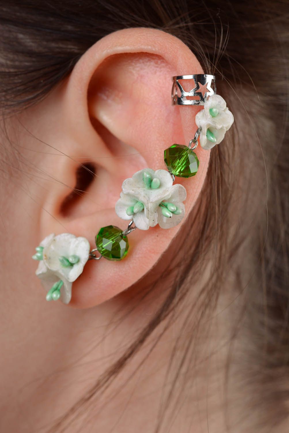White cuff earrings photo 3