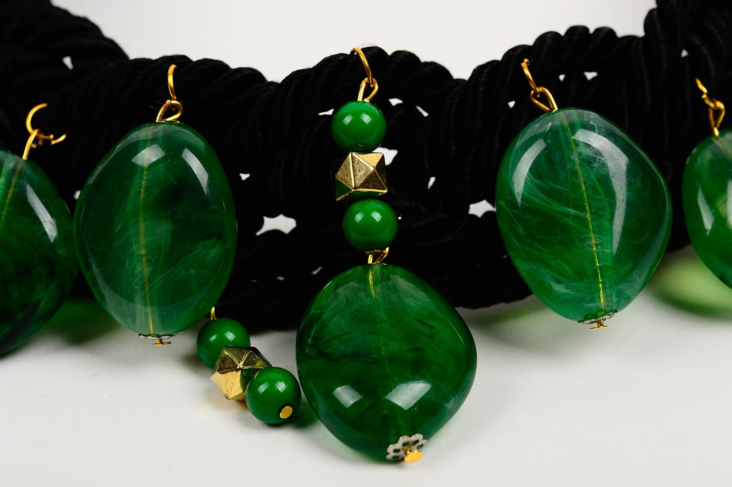 Сollar original con piedras verdes bisuteria artesanal regalo para mujer foto 4