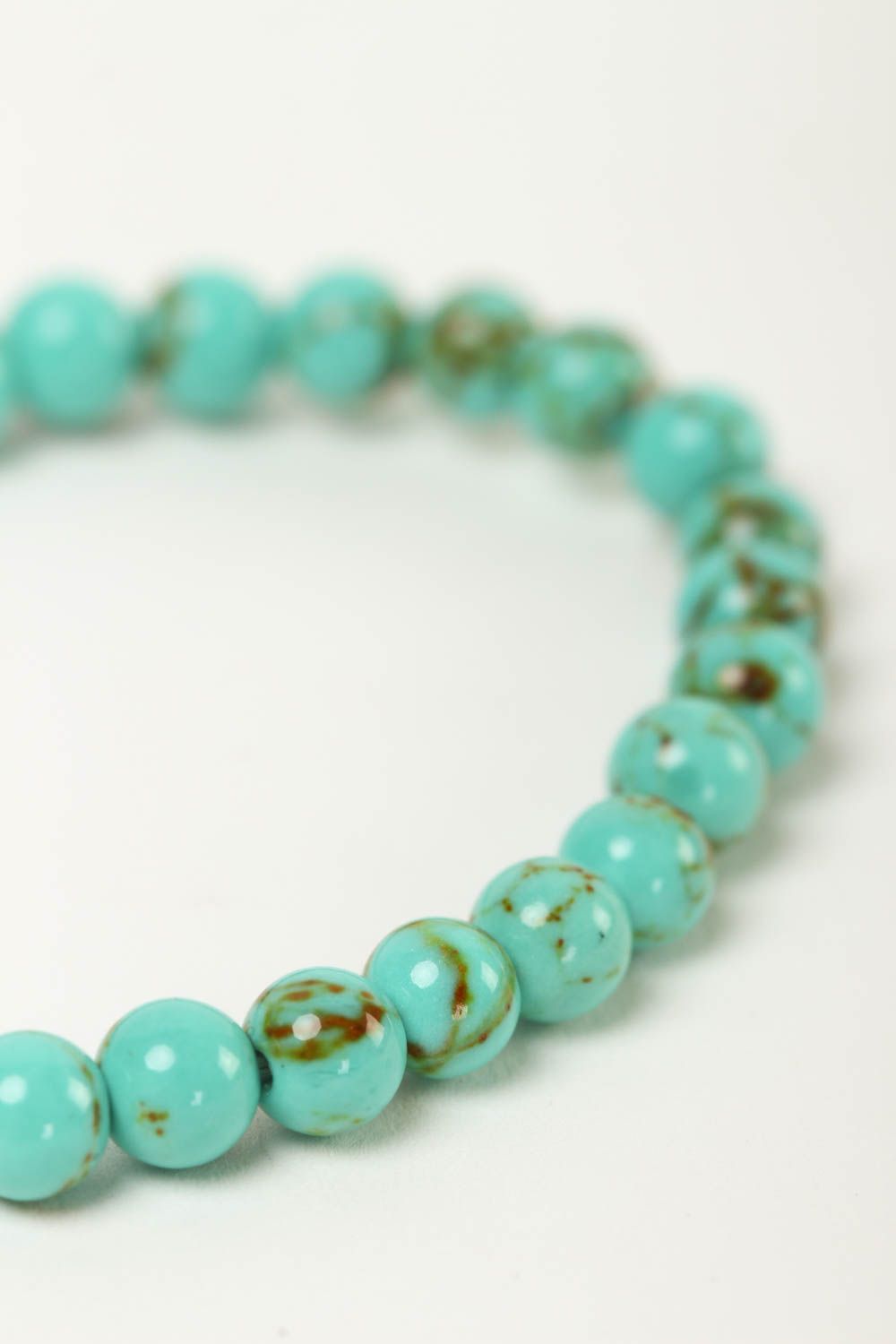 Malachite handmade gemstone bead elastic bracelet for women photo 3
